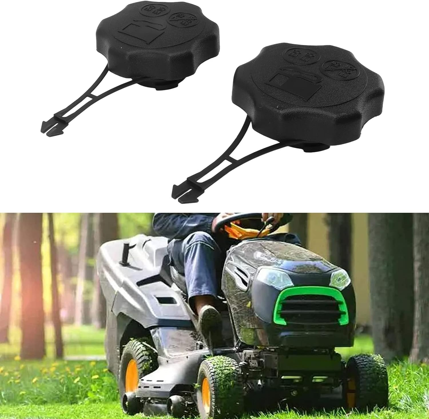 2Pcs Fuel Cap 594061, Efficient Fuel Locking Gas Cap Fit for Lawn Mower Briggs and Stratton Wtether 675Exi, 725Exi Series, Engine Lawn Mower with Tether Fuel Cover image number 5