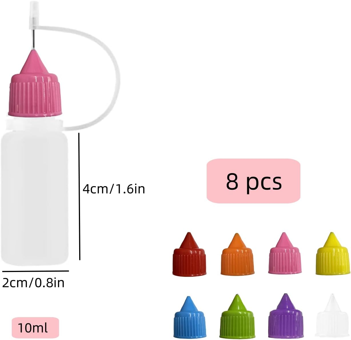 LIANRISES 8Pcs 10Ml Glue Bottle Needle Tip, Applicator Bottles with Fine Tips, Liquid Dropper Filling for DIY Craft, Oiler, Small Gluing Projects, Acrylic Painting image number 5