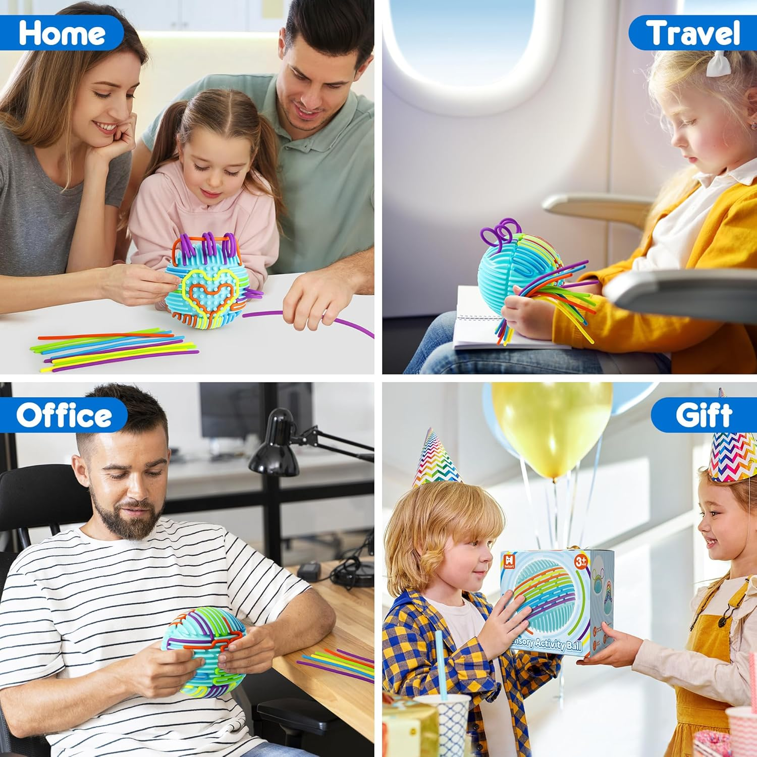 Sensory Fidget Toys for Kids Adults, Sensory Activity Ball with 20 Strings, Sensory Toys for Autism ADHD Calming Focus Stress Relief, Travel-Friendly Toys with Portable Storage Bag image number 4