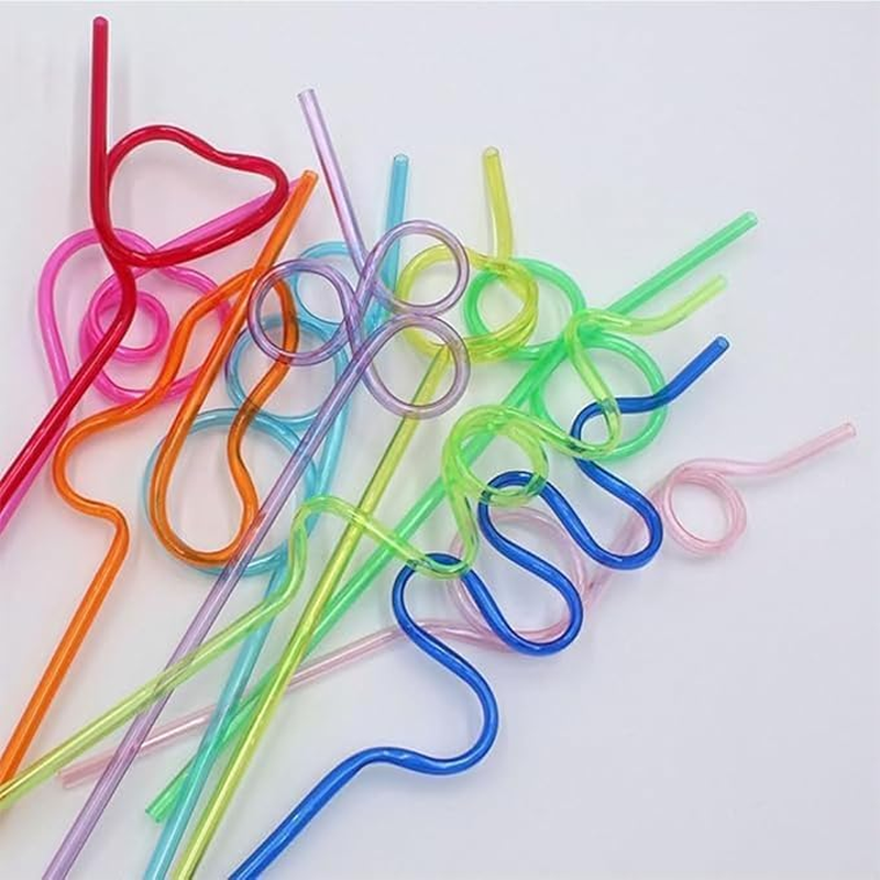 WADY 30Pc Crazy Straws,Silly Straws for Kids &Adults,Reusable Plastic Loop Curly Crazy Drinking Straws for Classroom Activities Valentines Day Gift Christmas Birthday Wedding Party Supplies Decoration