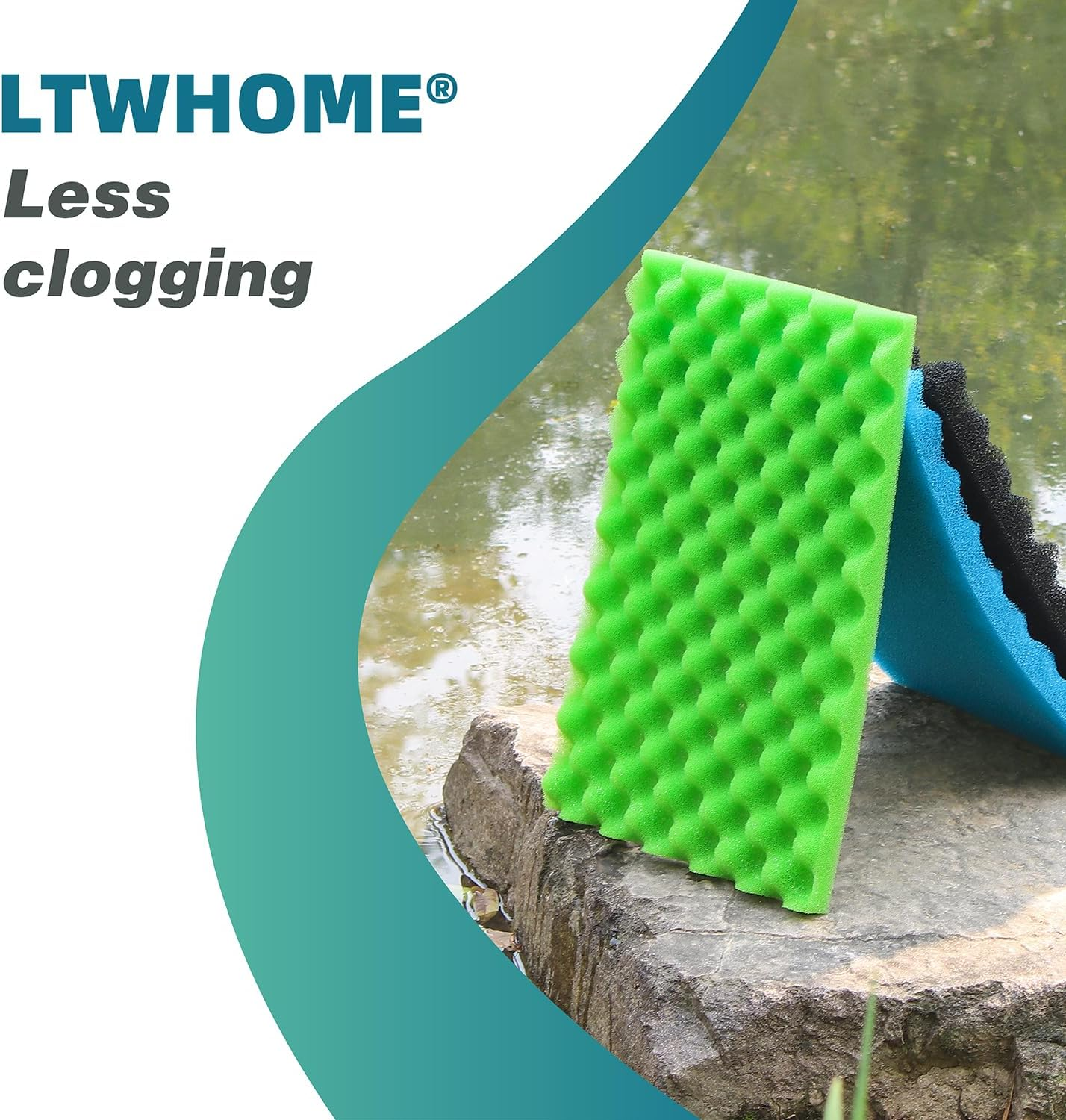 LTWHOME 430Mm X 280Mm DIY Aquarium Sponge Fish Pond Foam Filter Media Pad Set(Pack of 3 Sets) image number 3