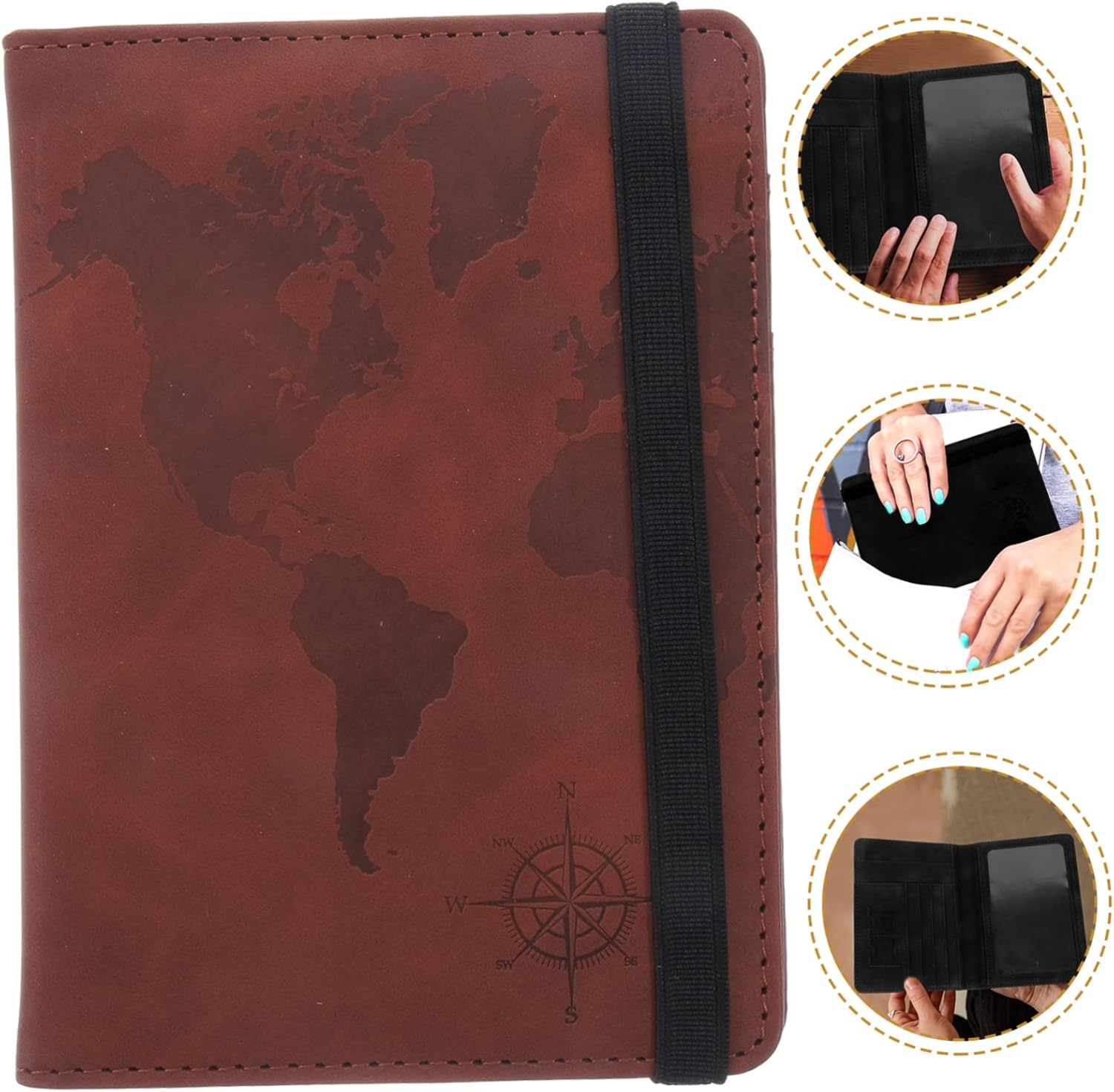 COSMEVIVI World Map Passport Holder Travel Passport Pouch Marble Pattern Id Card Employee Card Case image number 1