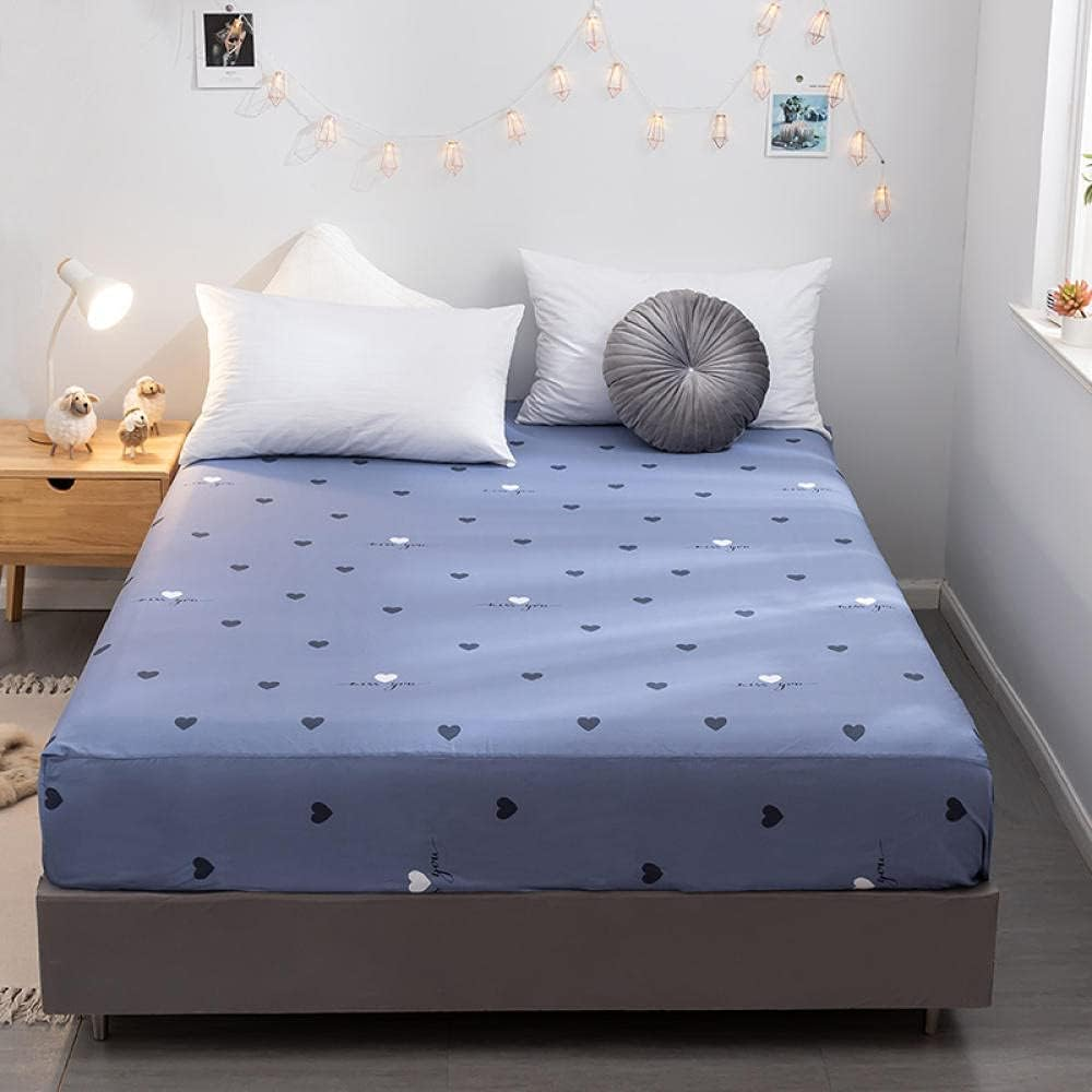 Luxurious Bottom Sheet to Fit Snugly around Your Mattress,Pure Cotton Printed Stylish Bed Linen,Double King-Size Protective Cover for Apartment Bedroom-Blue_2_150X200Cm image number 4