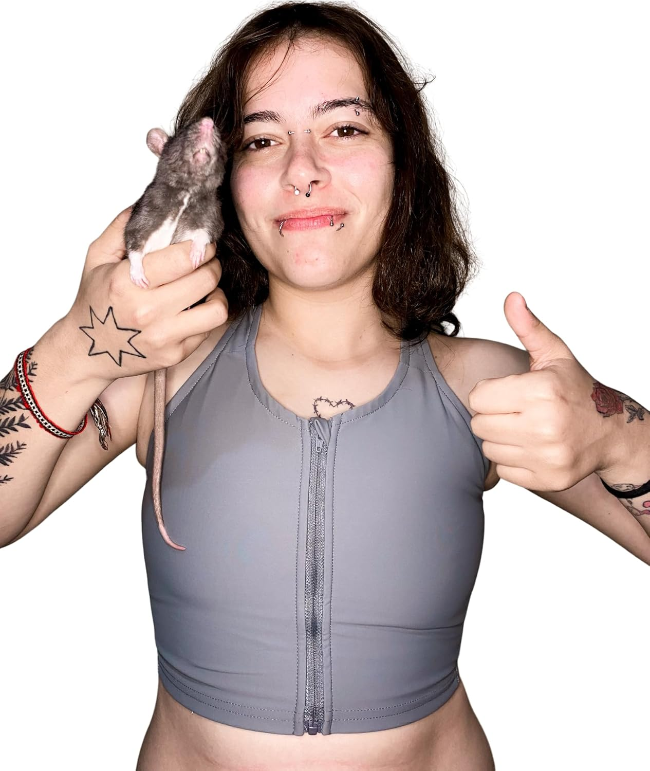 Wonababi Chest Binder, Transgender Stuff with Zipper Half Flat Tank Top for Gynecomastia Cosplay FTM Binder Bra