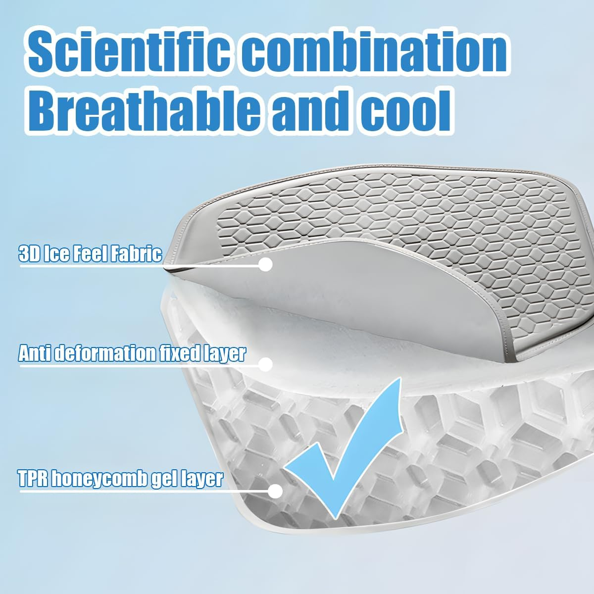 Gel Car Seat Cushion, Non-Slip & Comfortable Automotive Chair Protector Pad for Driving, Breathable Vehicle Interior Mat Cover Accessories, Universal for SUV Sedan Truck (Black)