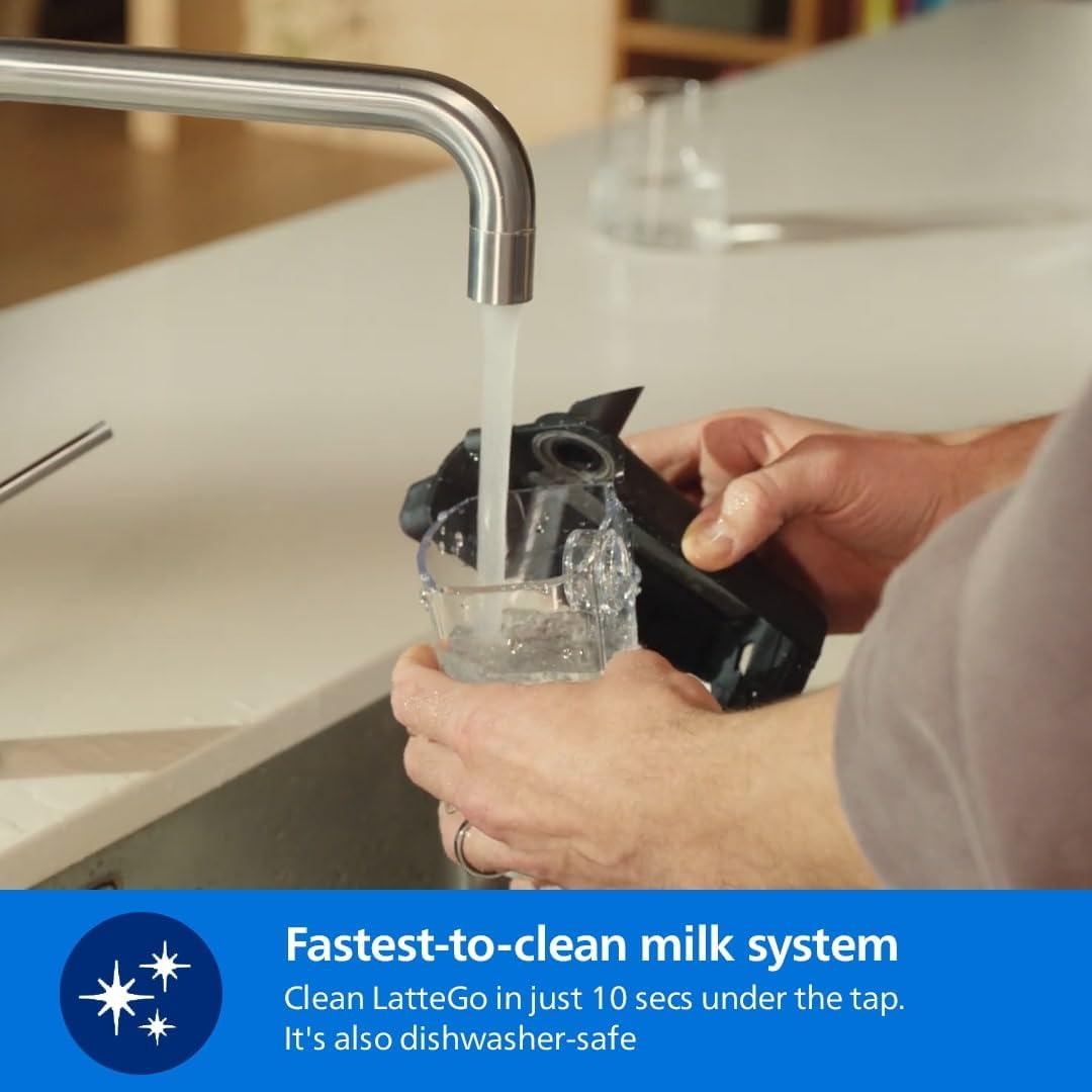 Philips 5500 Series Fully Automatic Espresso Machine &ndash; 20 Hot & Iced Coffees, Quick-To-Clean Lattego Milk System, 40% Quieter with Silentbrew, Less Waiting with Quickstart, Glossy Black (EP5541/20) image number 1