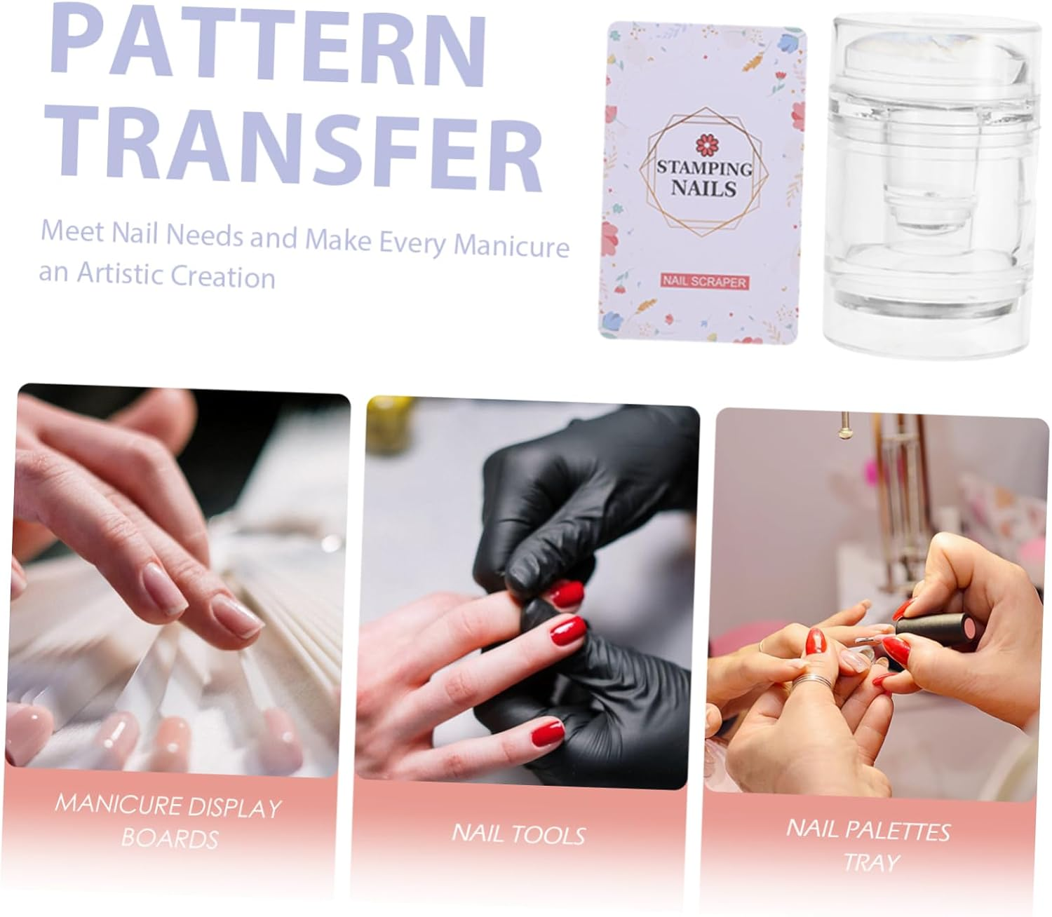 CATIEBYE 2Pcs Silicone Nail Stamping Kit French Manicure Tool Soft Transparent Stamper for Precise Pattern Transfer DIY Nail Art Salon Supplies image number 1