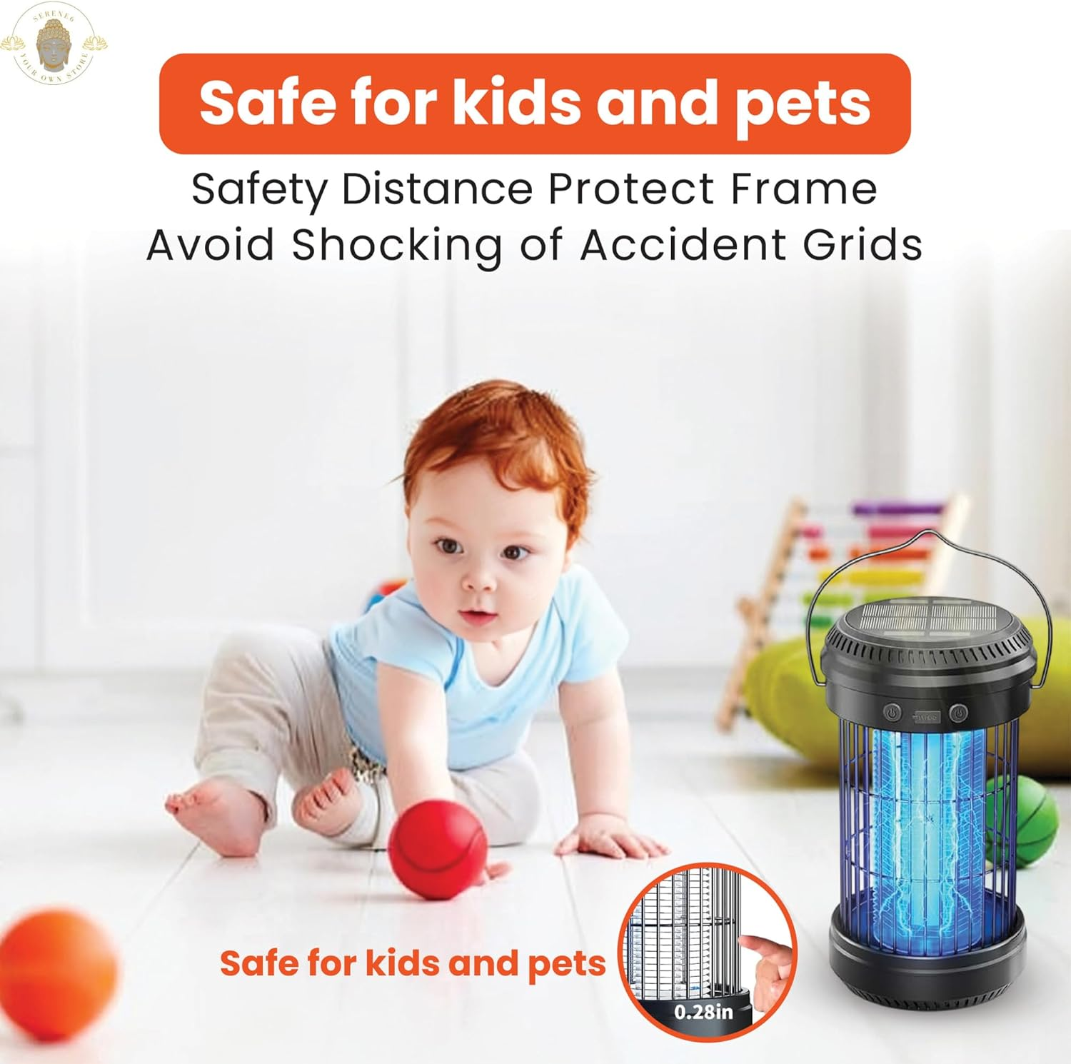 Mosquito Killer Lamp Electric- Rechargeable Indoor,Outdoor & Patio Solar Bug Zapper with UV Light Insects Trap, USB Powered Ecofreindly Shield from Mosquitoes, Flies, Gnats by Serene6 image number 6