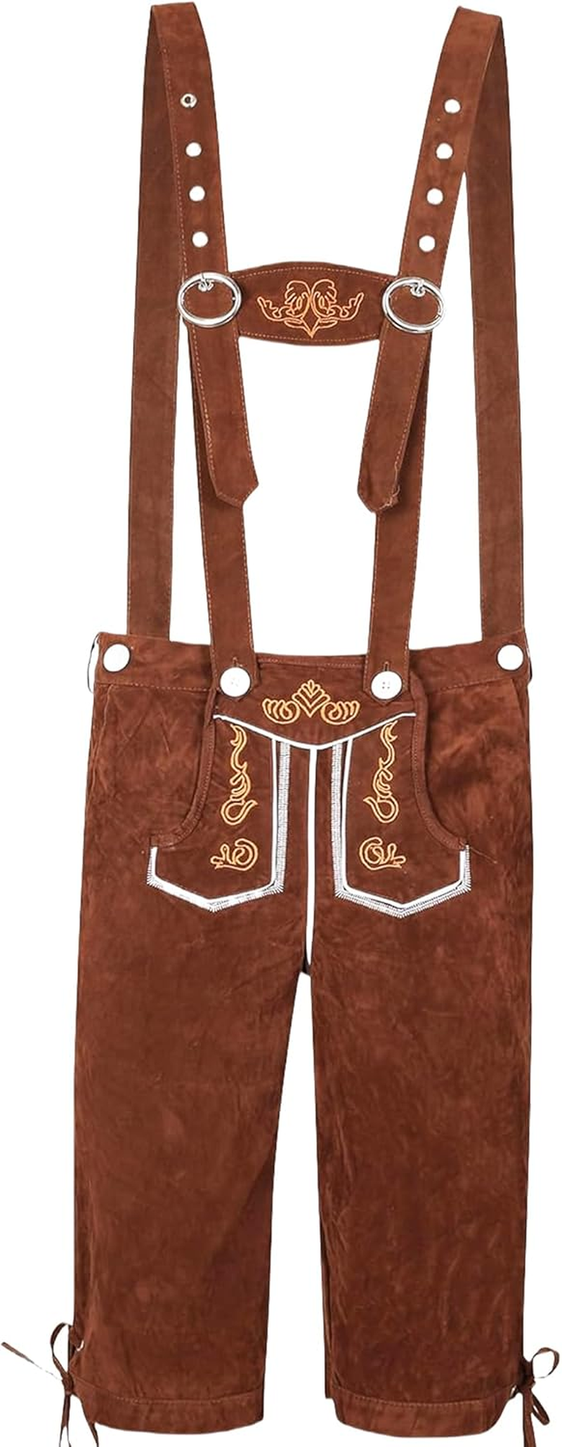 Men'S Oktoberfest Costume Pants Black Checkered Suede Leather Suspender Buckle Adult Men Halloween Costume image number 4