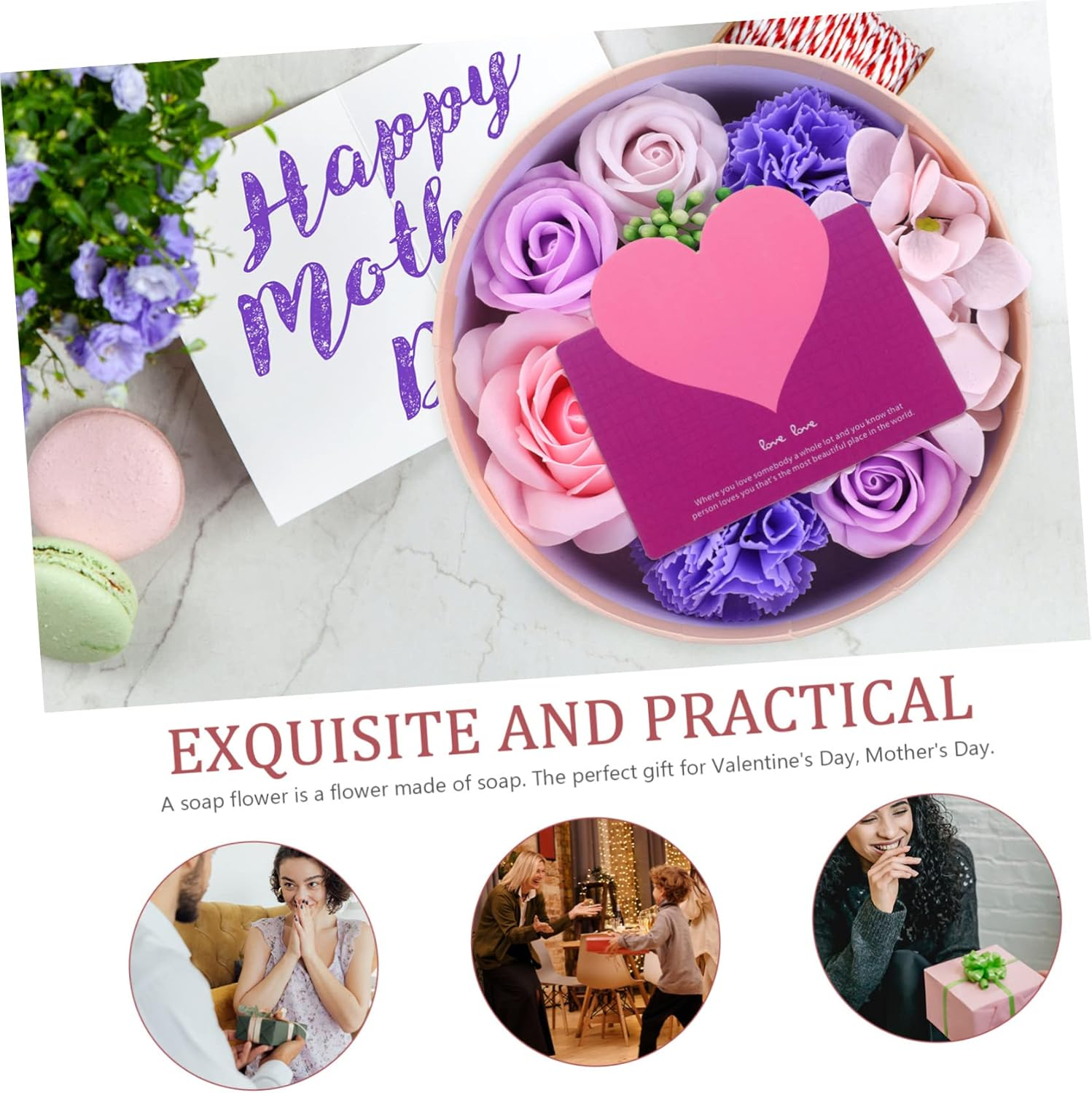 Healeved Soap Flower Ornament Fake Floral Soap for Mother'S Day Elegant Present Set