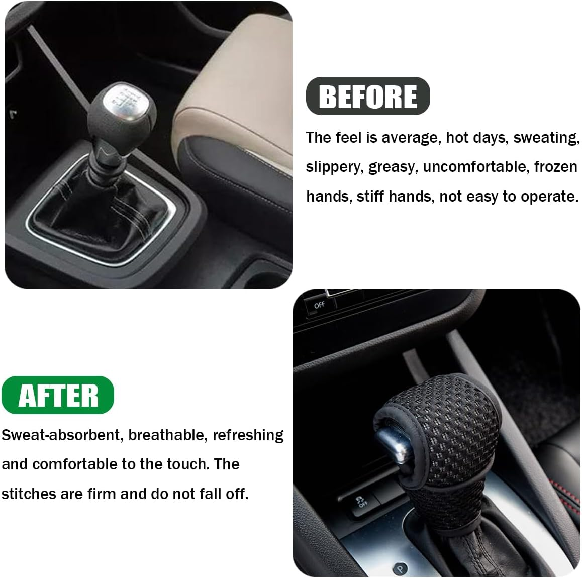 AUCELI Car Gear Shift Knob Cover, Automotive Manual Stick Shifting Handle Gear Shift Knob Protector, Vehicle Decoration Accessories Universal for SUV, Truck, RV and More image number 2