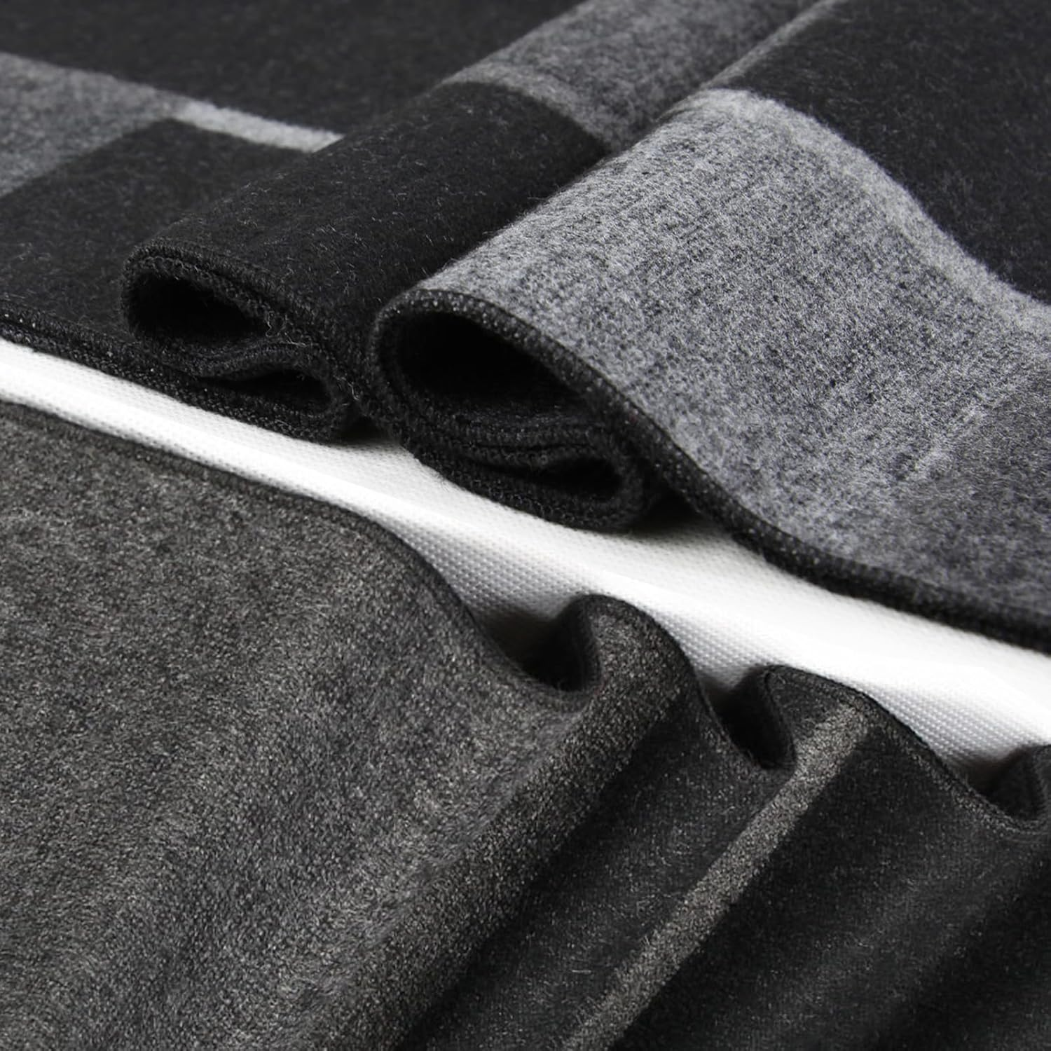 2 Packs Cashmere Feel Winter Scarf for Men, Soft Warm Black Grey Plaid Stripe Mens Scarf Set Selection Husband Father Gift image number 4