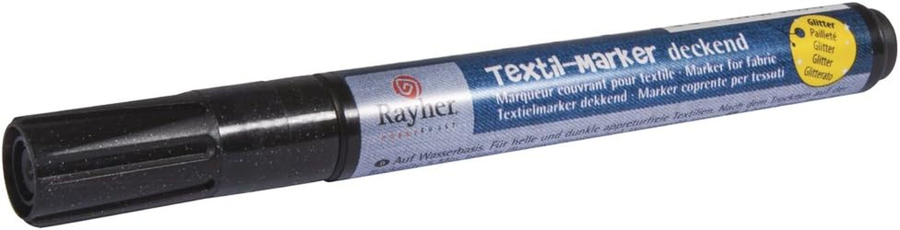 Rayher Hobby 35001620 Textile Marker Glitter Opaque Bullet Tip 1-2 Mm with Valve Brilliant Gold