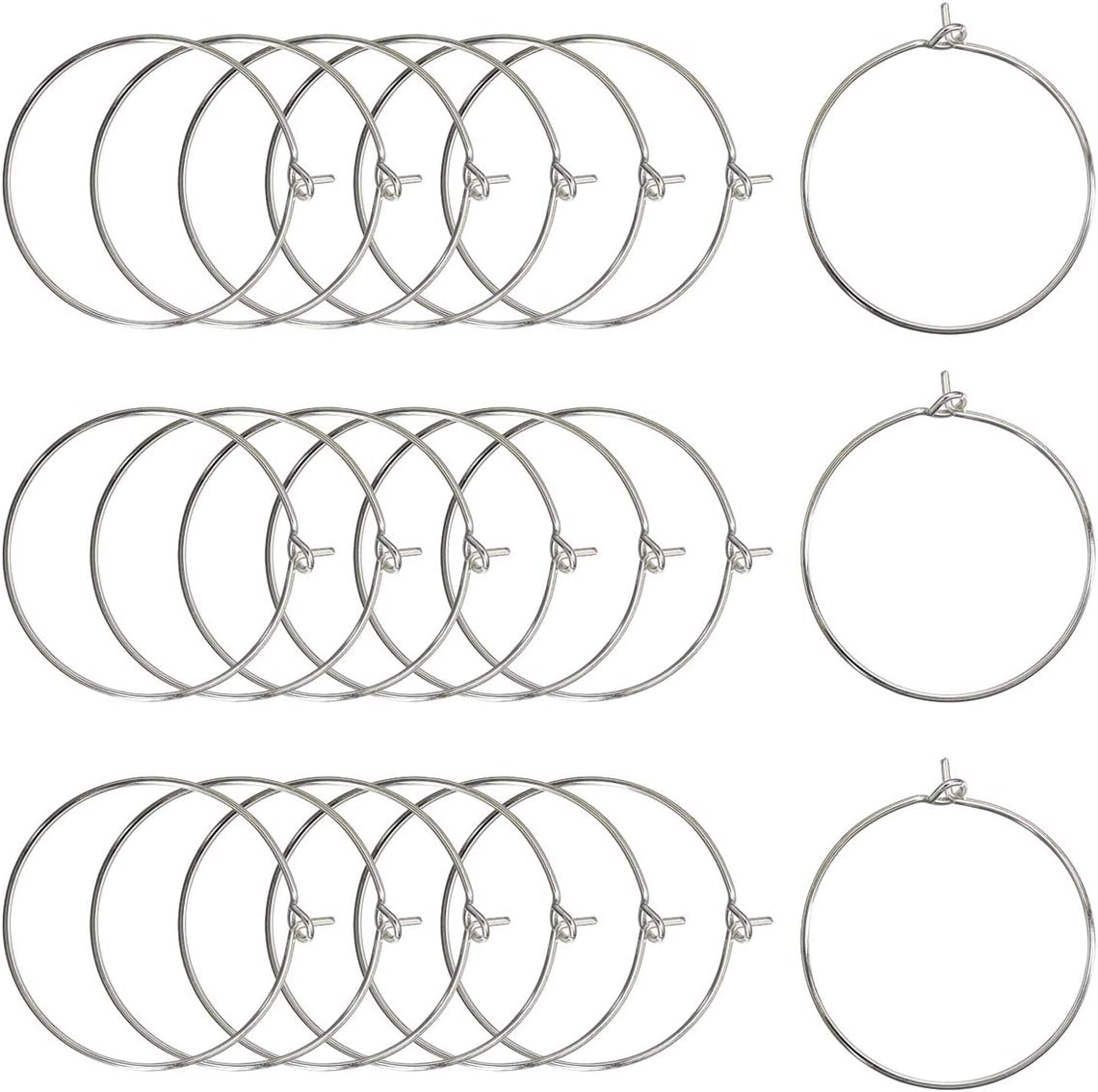 JIALEEY 100PCS Wine Glass Charm Rings 25Mm Silver Plated Open Jump Ring Earring Beading Hoop for Jewelry Making Wedding Birthday Party Festival Favor image number 5