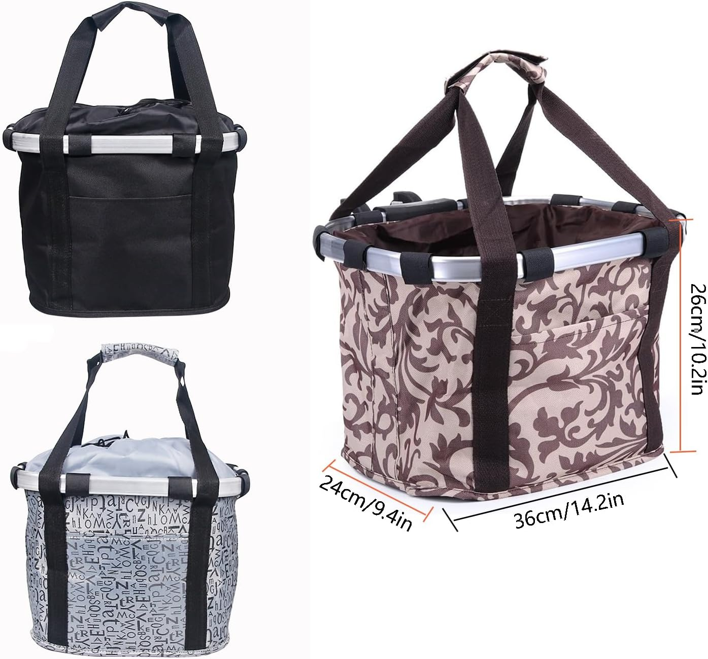 Taicols Foldable Cycling Bicycle Quick Release Front Bike Basket,Waterproof, Dog Handlebar Small Pet Cat and Back Folding Detachable Easy Install Suitable for Groceries Picnic Shopping (Black) image number 3