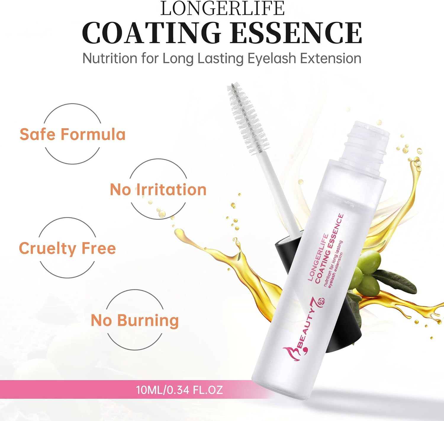 Beauty7 Transparent Lash Eyelashes Coating Long Life Protective Sealant with Brush Wand for Semi Permanent Eyelash Extension Aftercare Waterproof 10Ml image number 3