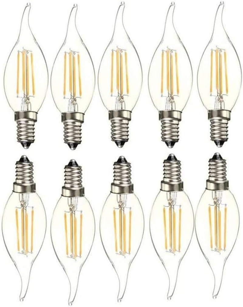 Tootoo 10Pcs 4W 6W Edison Light Bulb Vintage Industrial Cafe Bar Filament Led Globe E14 (10X(4W-Bent Tip-Warm White)) image number 1