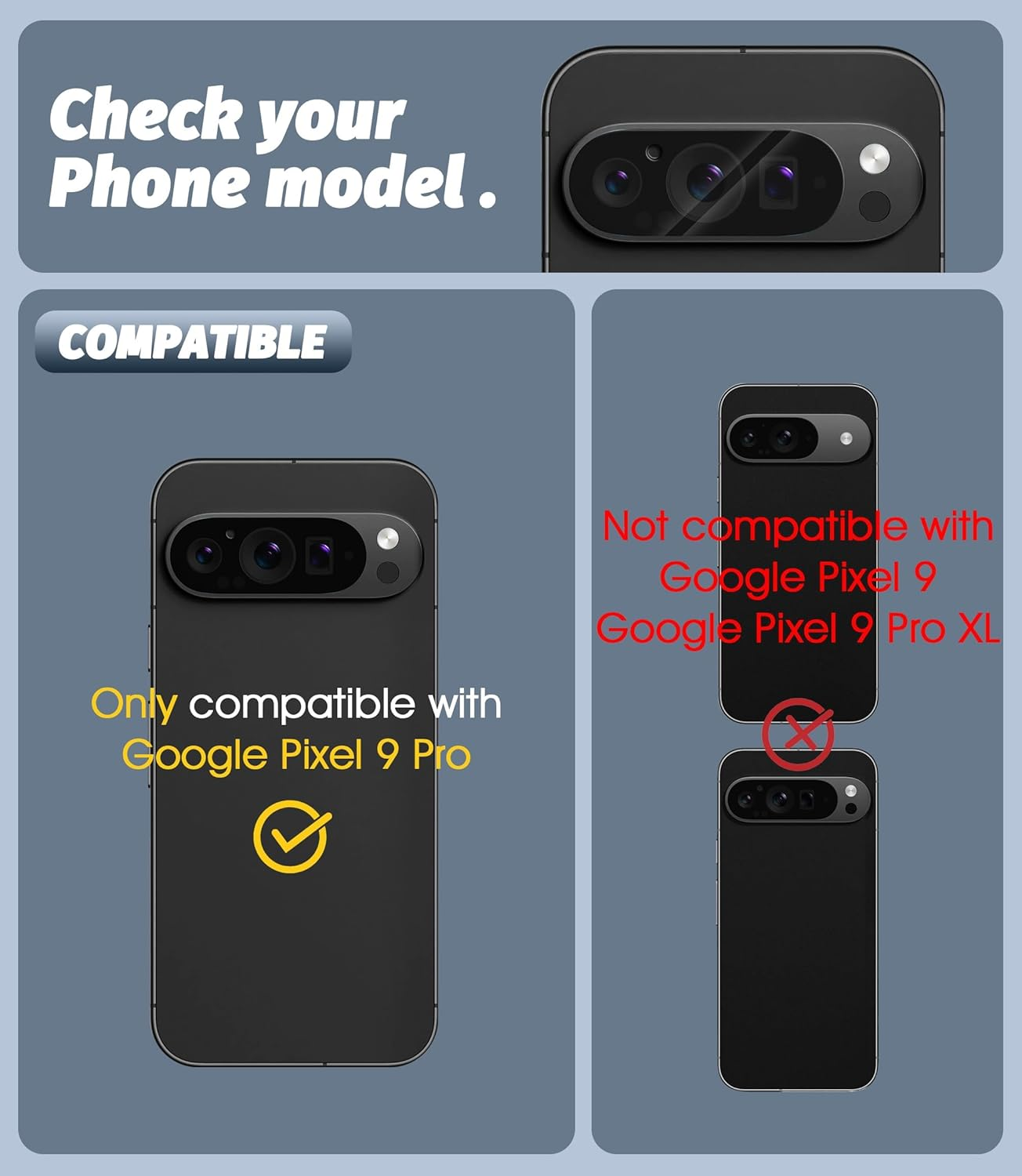 (3 Pack) Camera Lens Protector Compatible for Google Pixel 9 Pro 6.3 Inch (Not for XL Model) Case Friendly Tempered Glass 9H High Definition Microphone Cutout Anti-Scratch image number 1