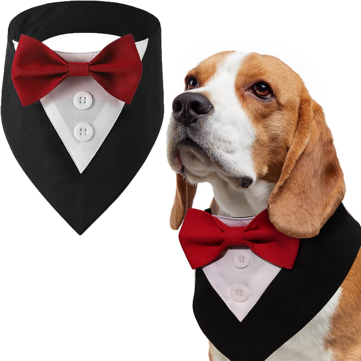 Liebedd Neckerchief Dog, Bow Tie, Dog Pet Triangular Scarf, Dog Tuxedo Bandana, Adjustable Dog Costume, Headscarves, Formal Dog Wedding Outfit for Birthday Party