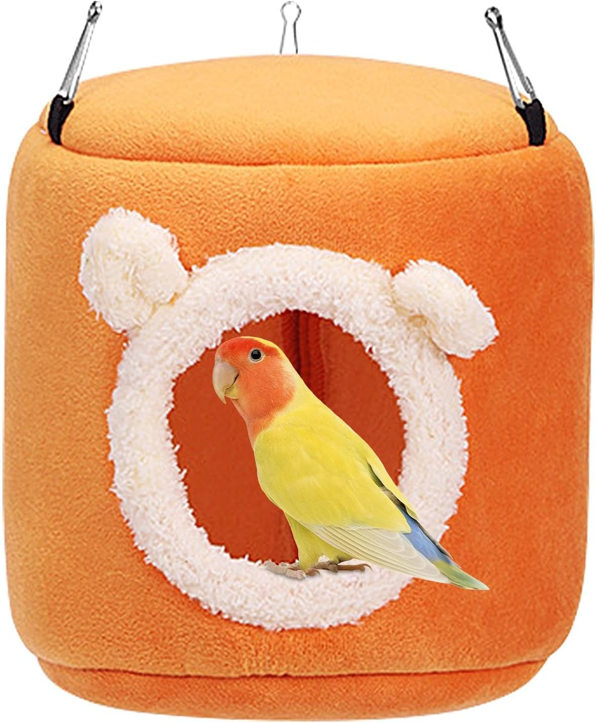 Kuehssn Parrot Warm Nest - with 3 Hooks Winter Bird House Toy,Winter Bird Warmer for Cage, Warm Snuggle Hut for Pearl Birds, Sugar Gliders, Munias, Squirrels, Hamsters