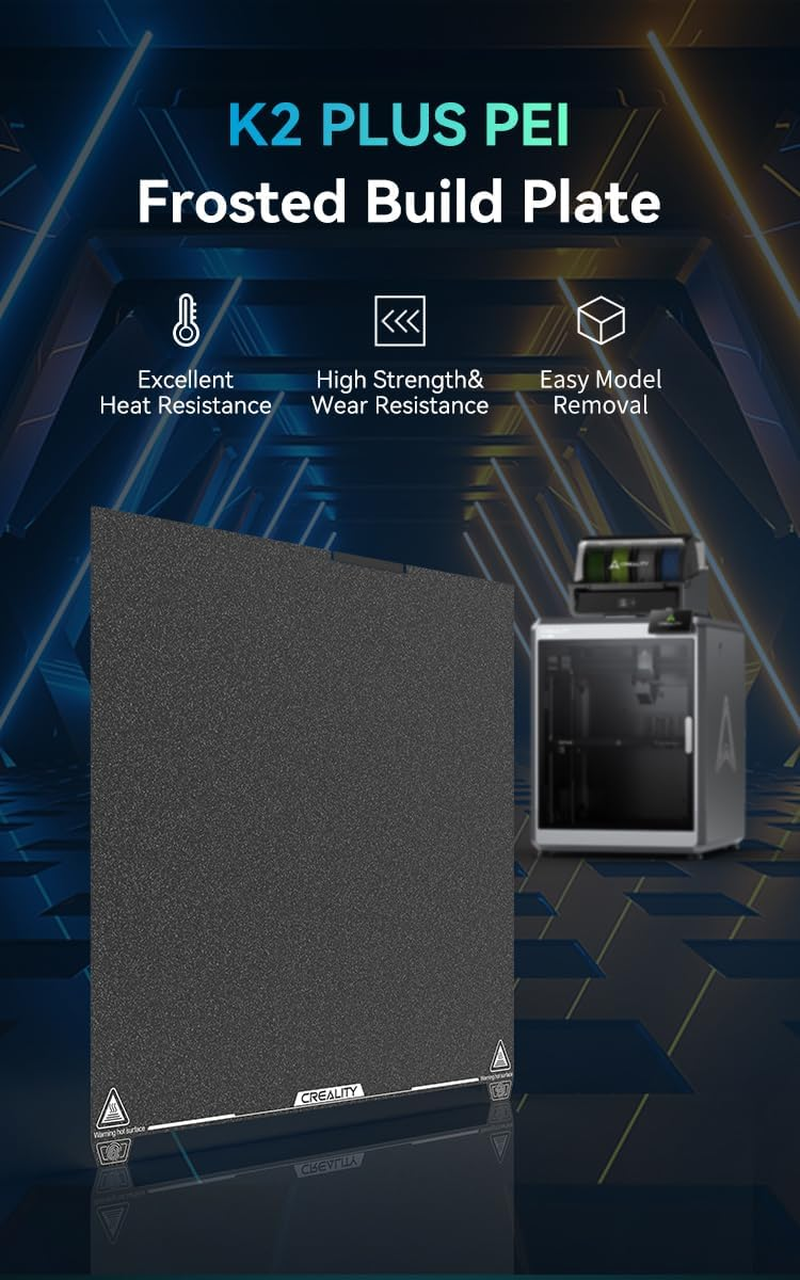 Creality Upgraded K2 plus PEI Frosted Build Plate Kit (370 * 370Mm), without Magnetic Flexible Steel Plate, Excellent Heat Resistance, 3D Printer Platform for K2P
