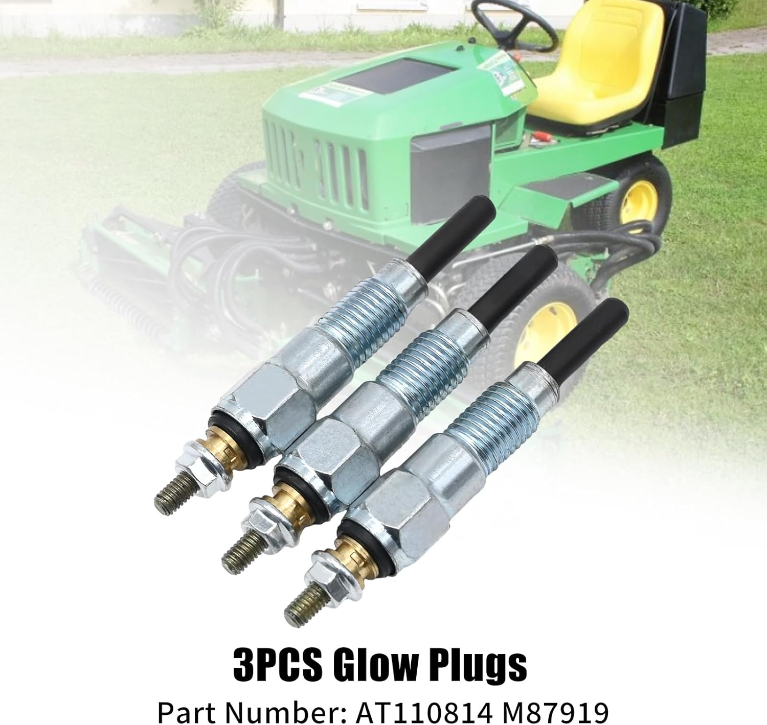 3 Pcs AT110814 M87919 Glow Plugs Automotive Replacement Parts for John Deere 330 332 F915 F925 F935 X495 X595X, Glow Plug Replacement for Yanmar 3TN66C 3TN66UJ 3TNA72UJ 3TNA72UJ3 image number 3