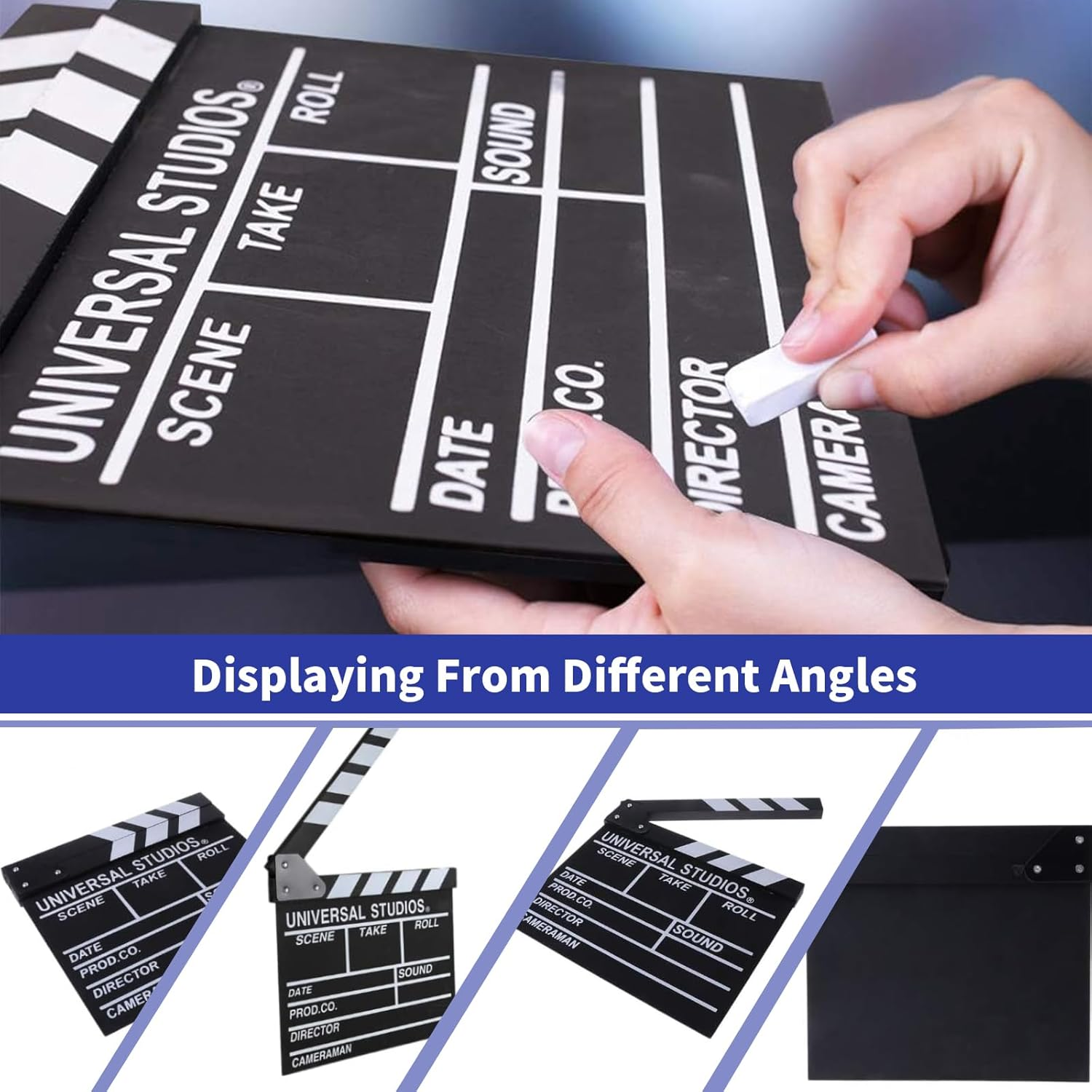 30 * 27CM Wooden Movie Film Clap Board, Writable Movie Clapboard, Professional Directors Clapboard Film Clapper, Cut Action Scene Board, Movie Clapboard Props Board for Movies Films Photo (Large) image number 4