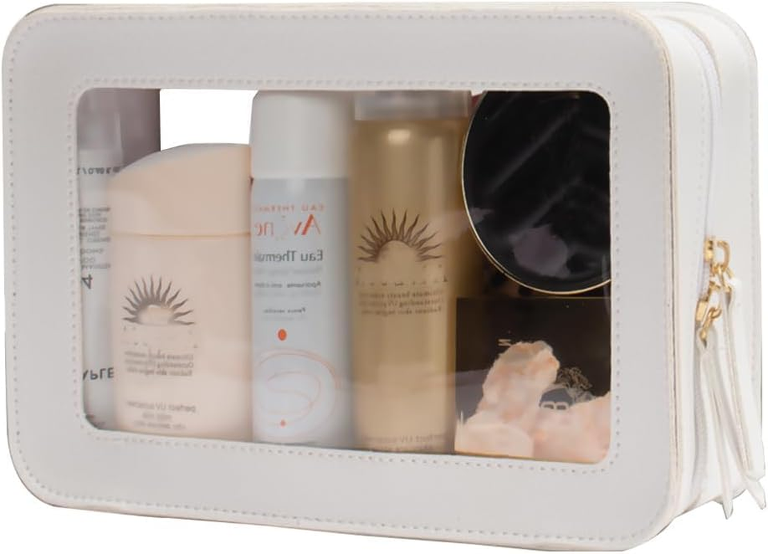 DDPOND Clear Makeup Brush Holder, Travel Makeup Brush Pouch Makeup Brush Bag Organizer Makeup Brush Travel Case with Zipper Waterproof Makeup Travel Case Cosmetic Bag for Women - Gold image number 6