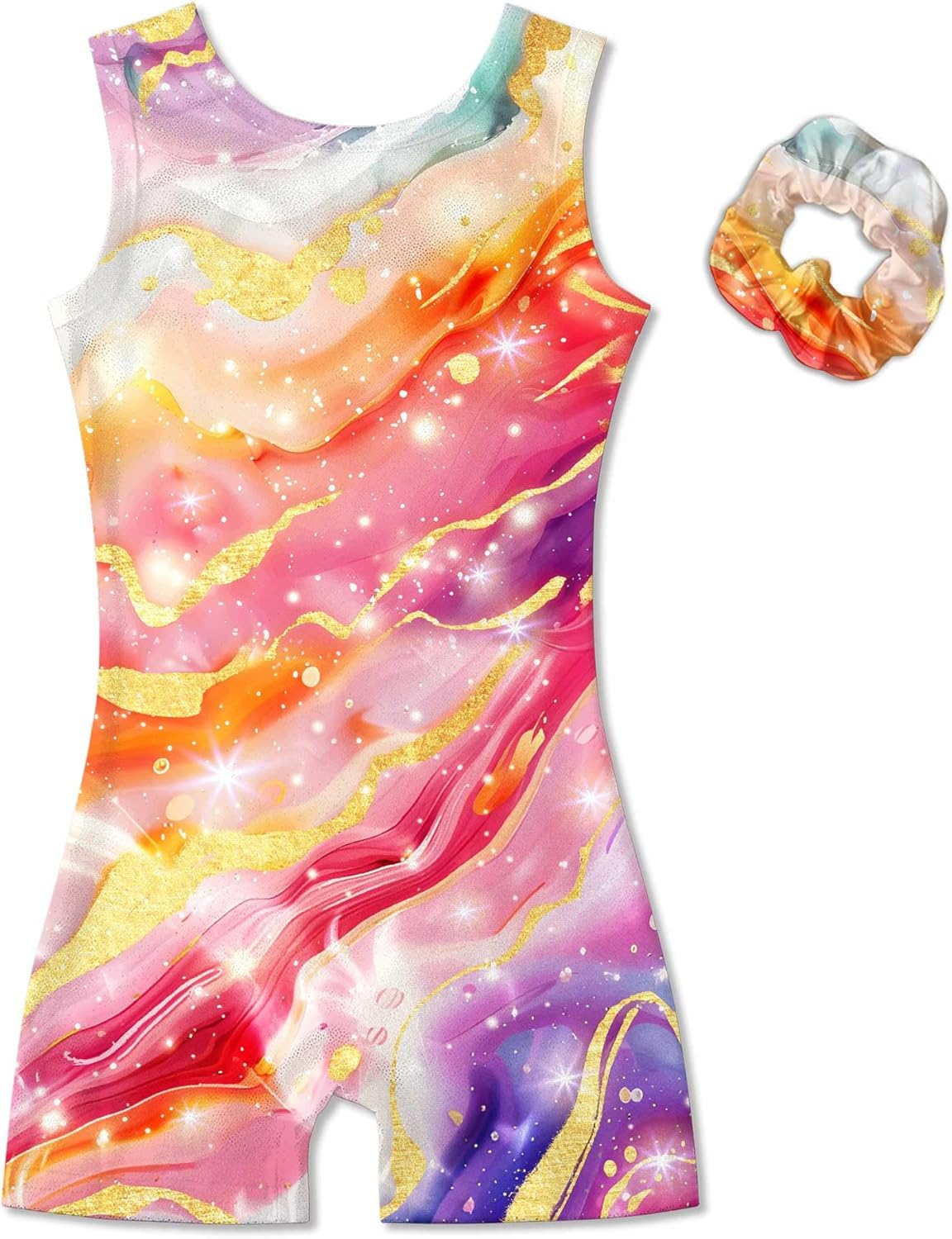 Vogseek Leotards for Girls Gymnastics Kids Biketards Size 4-12 with Scrunchie