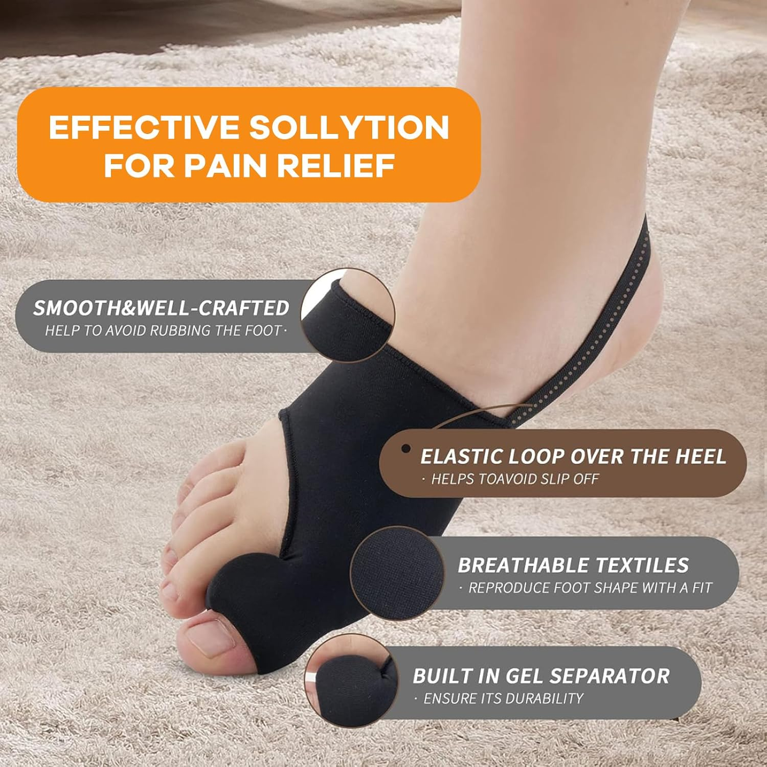 2-Pack Bunion Corrector for Women & Men &ndash; Adjustable Toe Straightener with Breathable Cushion, Hallux Valgus Support Splint for Day/Night Wear image number 1