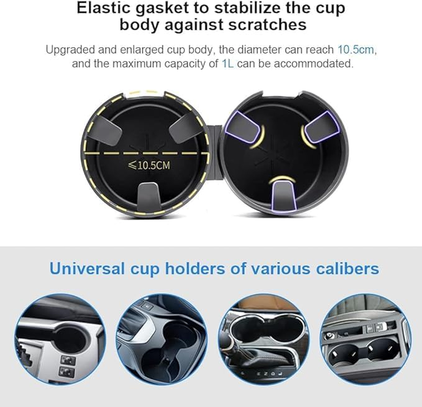 2-In-1 Multi-Functional Car Cup Holder Extender, Expandable Base Cup Holder Organizer, Adjustable Base, Suitable for Beverages/Phones/Wallets, Universal for Cars/Trucks/Golf Carts image number 4