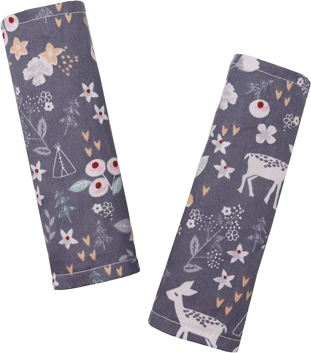 DILIMI Baby Car Seat Neck Cover, 2Pcs Car Seat Belt Cover Pad, Shoulder Strap Protectors, Seat Belt Covers Cushion for Boy Girl (Leaf)