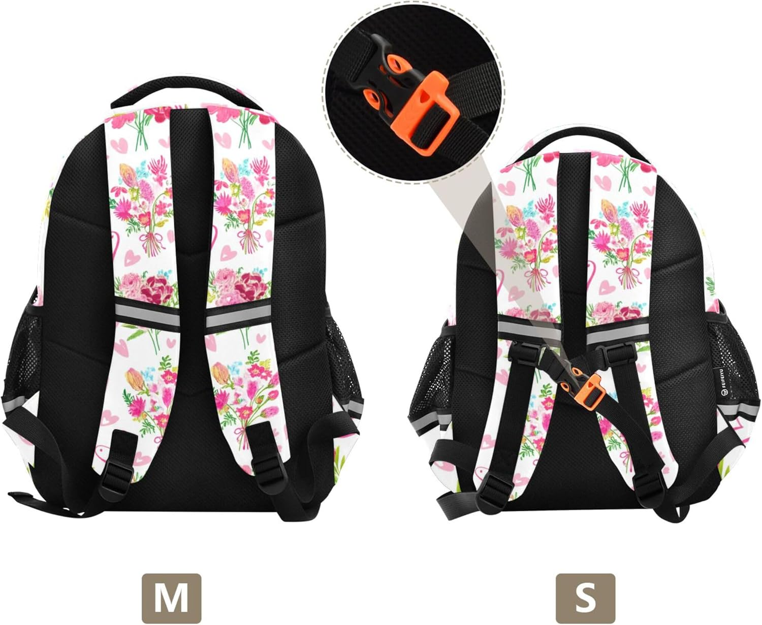 Joisal Kids Girls' Backpack Lightweight School Bags Kawaii Colorful Flower Bouquets Pink Bookbag Preschool Backpacks Cartoon image number 4