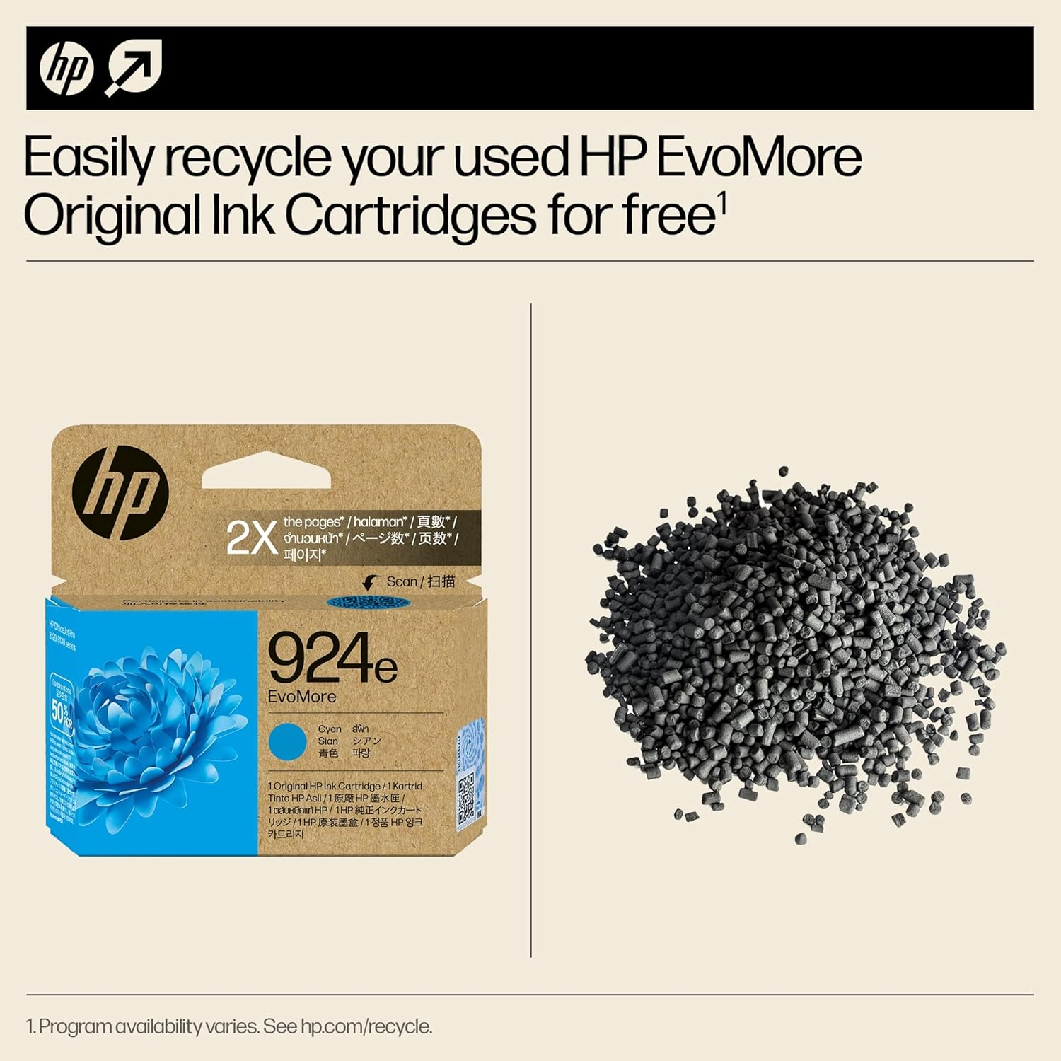 HP 924E Genuine Original Cyan EVOMORE Printer Ink Cartridge, Print 2X More Pages, Lower Carbon Footprint Works with HP Officejet Pro 81Xx All-In-One Series Printers (4K0U7NA) - Magenta image number 2