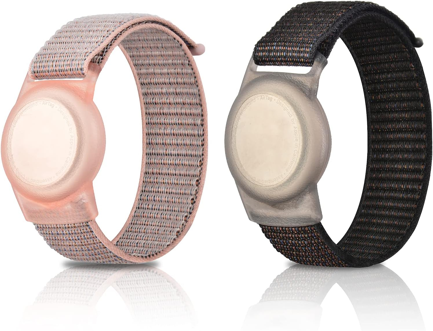 2 Pack Kids Wristband for Airtag, Nylon Watch Band GPS Tracker Holder Protective Case Compatible with Apple Air Tag, Adjustable Anti-Lost Bracelet for Toddler Baby Children Elders