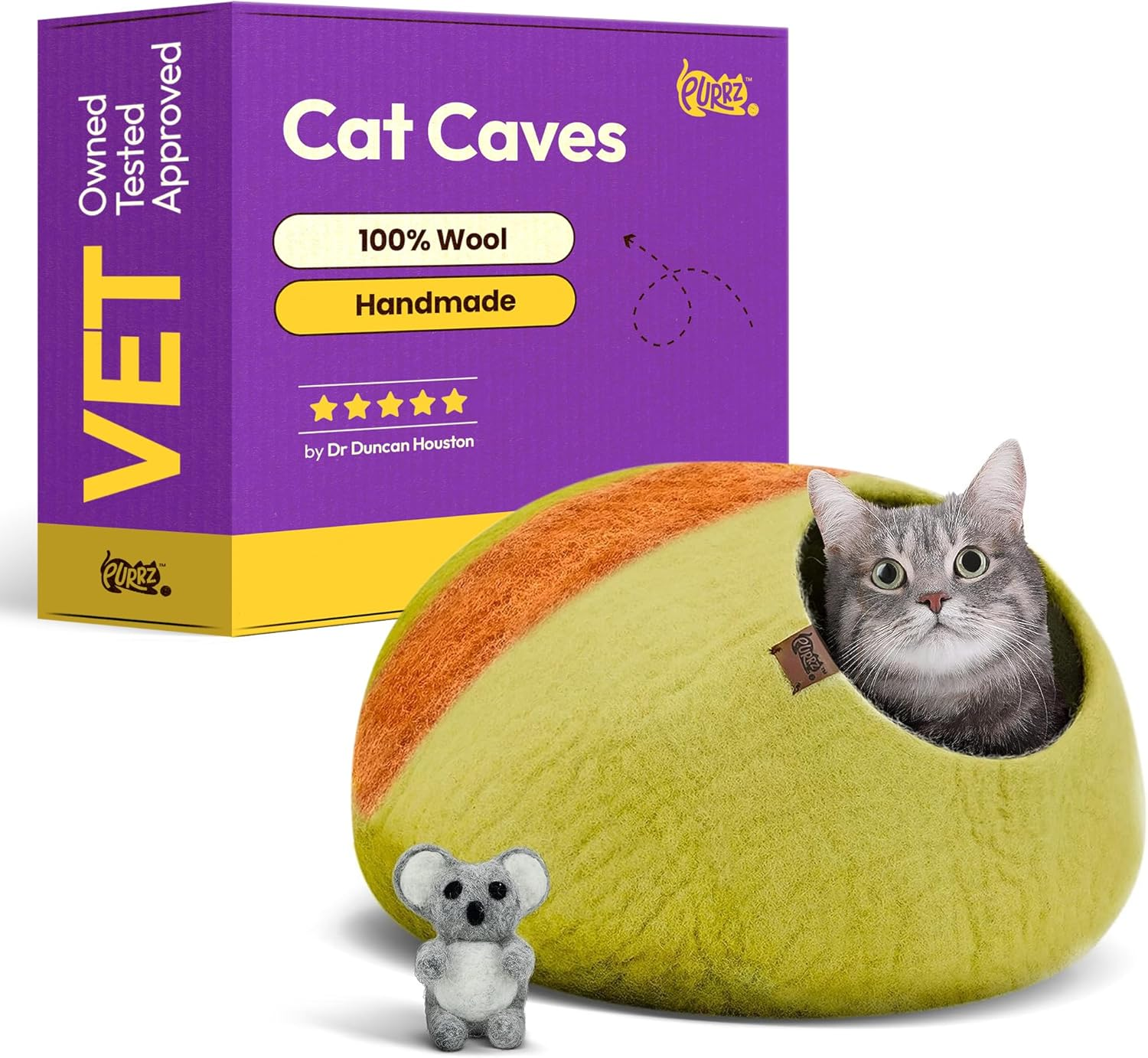 Luxury Cat Cave | Natural Wool Felt Handmade Cat House, Cat Beds, Cat Condo, Cat Furniture, Cat Beds for Indoor Cats, Cat Houses for Indoor Cats, Cat Hideaway (Medium, Gumtree)