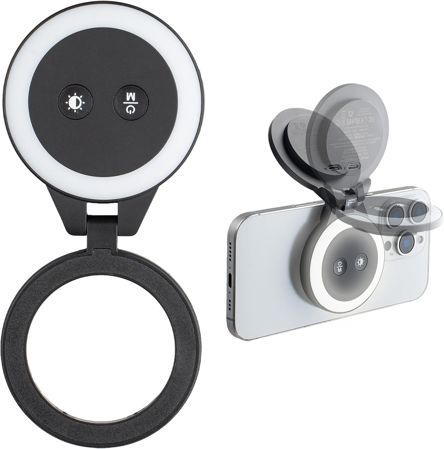 PGYTECH Magglow Phone Fill Light, Magsafe Selfie, Portable LED Magnetic Ring Light with Cool/Soft/Warm for Selfies/Photography/Video, Black image number 5