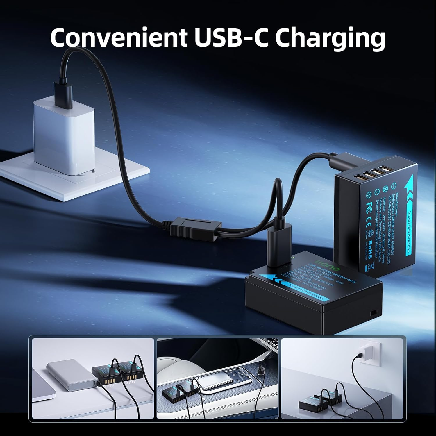 Llano 2 Pack USB-C NP-W126S Battery, Fully Decoded for Fujifilm XM5 X100VI X100V XS10 XT30II XT30 XT20 XE4 A5 Cameras, 1140Mah Capacity, Fast Rechargeable image number 3