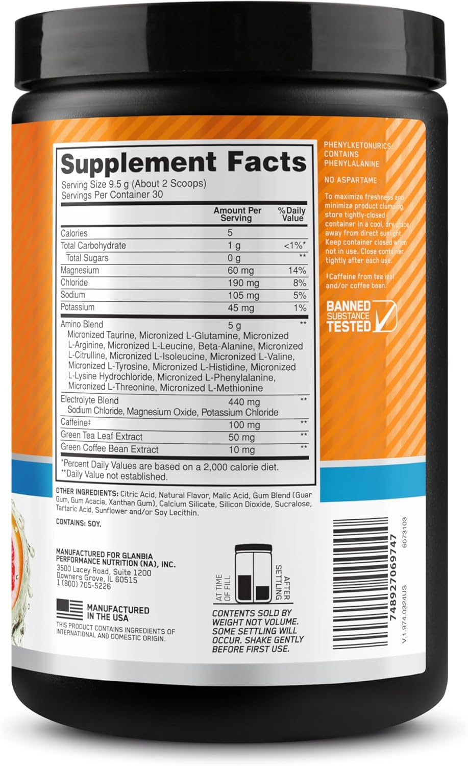 OPTIMUM Nutrition Amino Energy, Sun-Kissed Citrus, 30 Servings, 285G image number 4