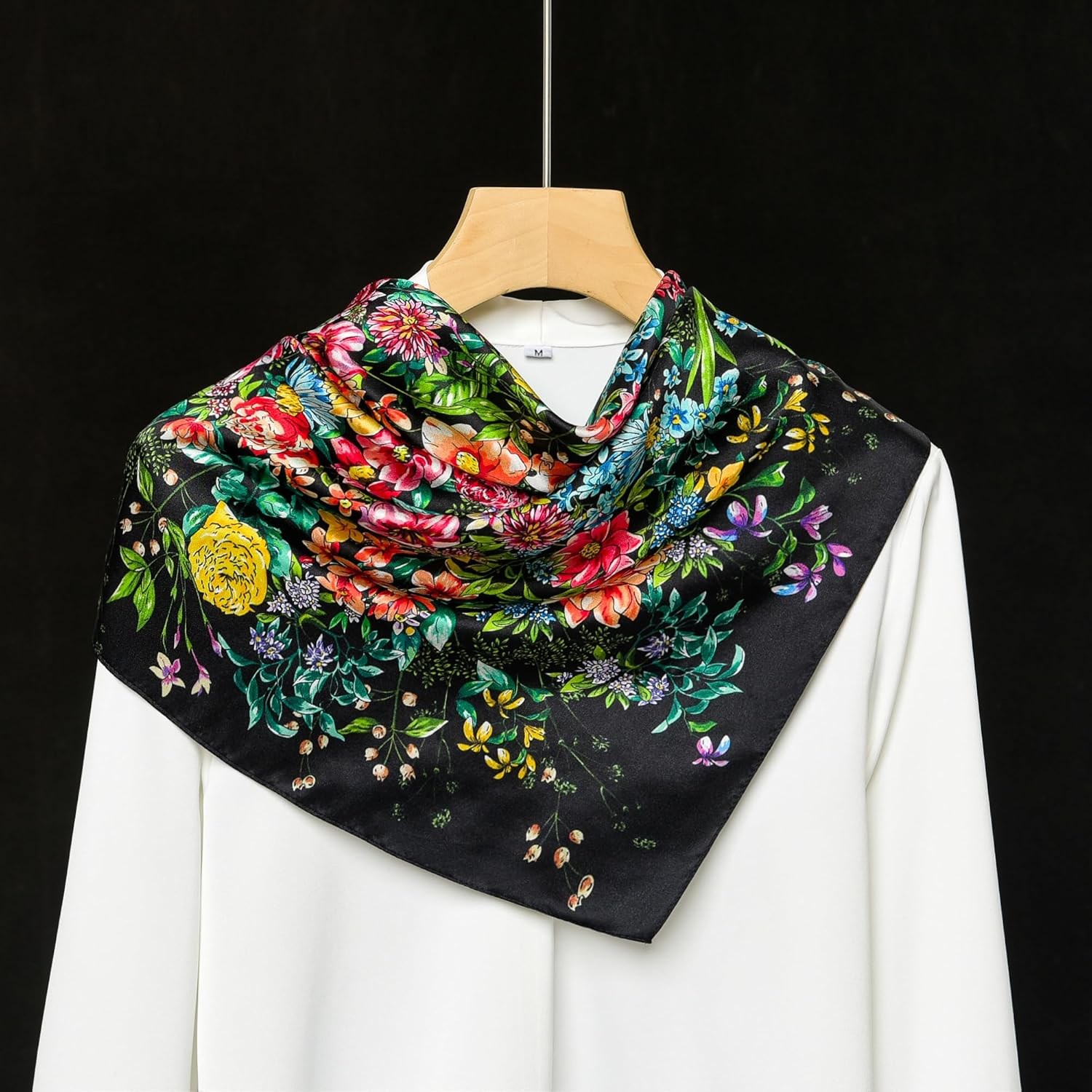 100% Pure Mulberry Silk Square Scarf 25.6" X25.6'' - Head & Neck Scarf for Women, Gift-Packaged image number 5