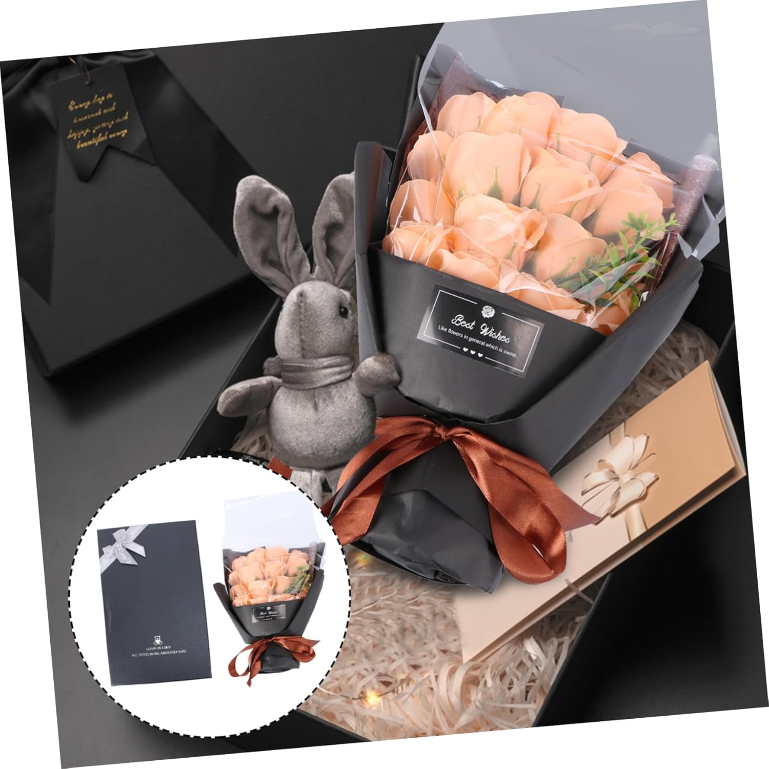 Beavorty Vivid Petal Soap Bouquet Rose Petals in Soap Box for Women'S Day Mother'S Day - Red image number 7