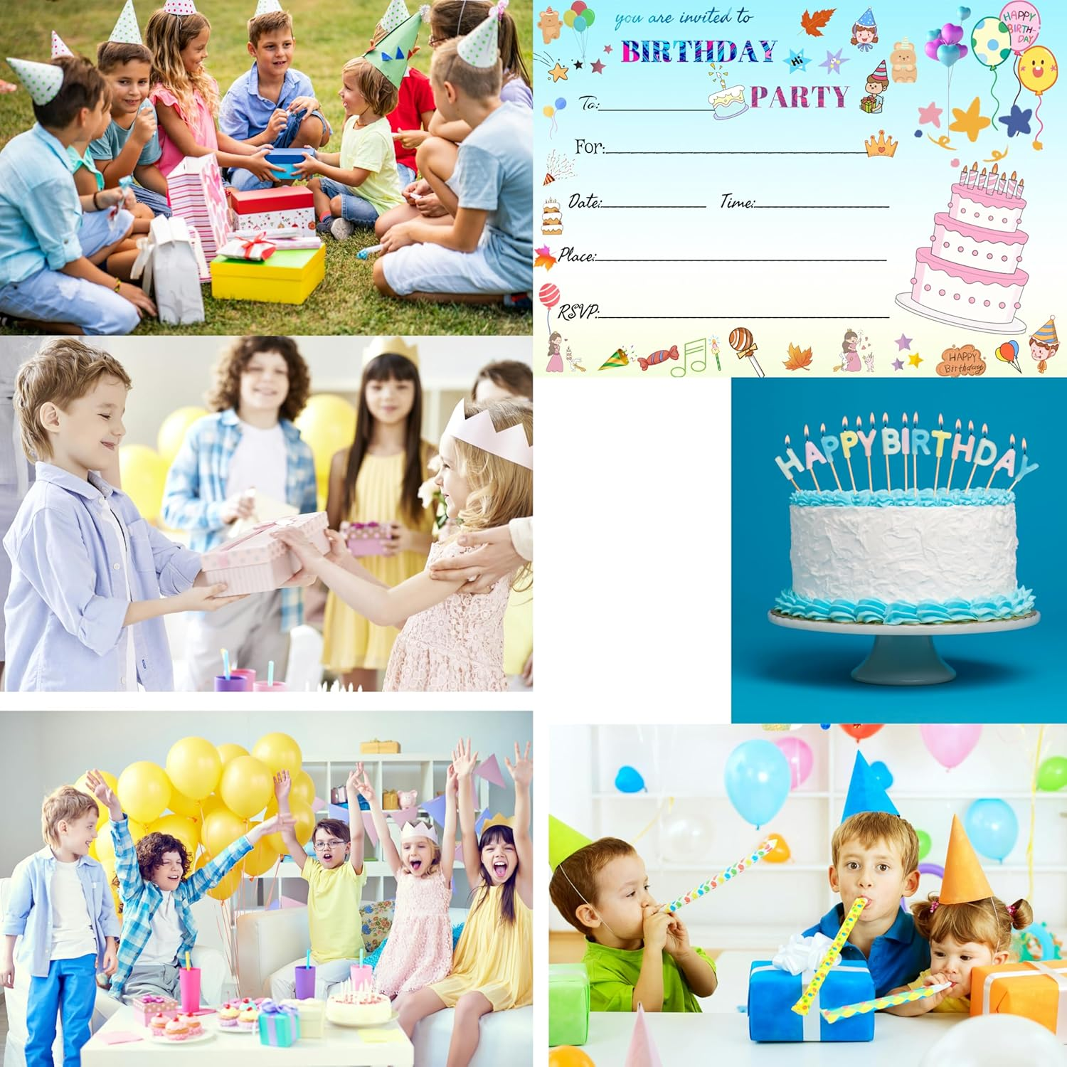 32 Pack Birthday Party Invitation Cards, Perfect for Kids, Adults, and All Celebrations,4.72 X 6.69 Inches (Cartoon) image number 1