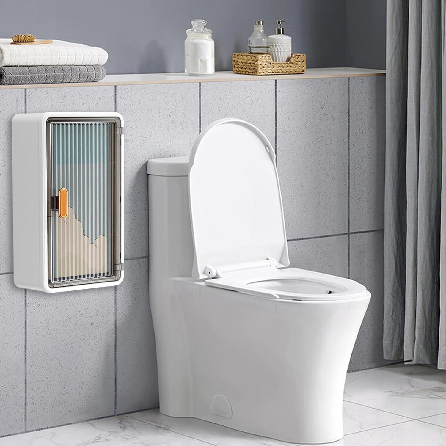 Tissue Holder | Wall Mounted Tissue Storage Box Cabinet,Waterproof Storage Organizer for Wet Wipes Scrubber Toiletries Makeup Apartment Kitchen Bedroom Organization image number 2