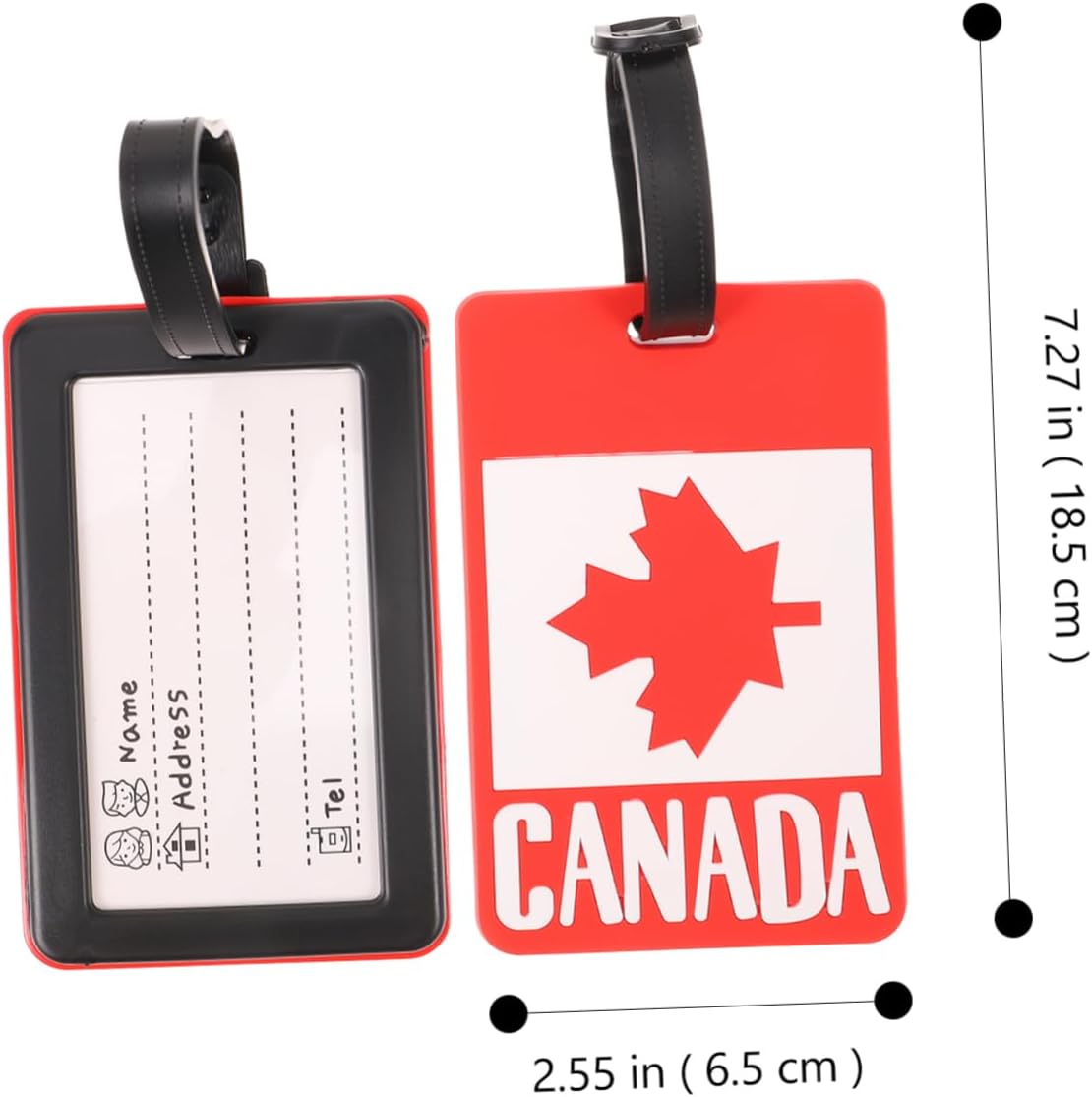 TOGEVAL 2Pcs Canada Flag Design Luggage Tags for Suitcases Travel Bag Tags Reusable image number 6