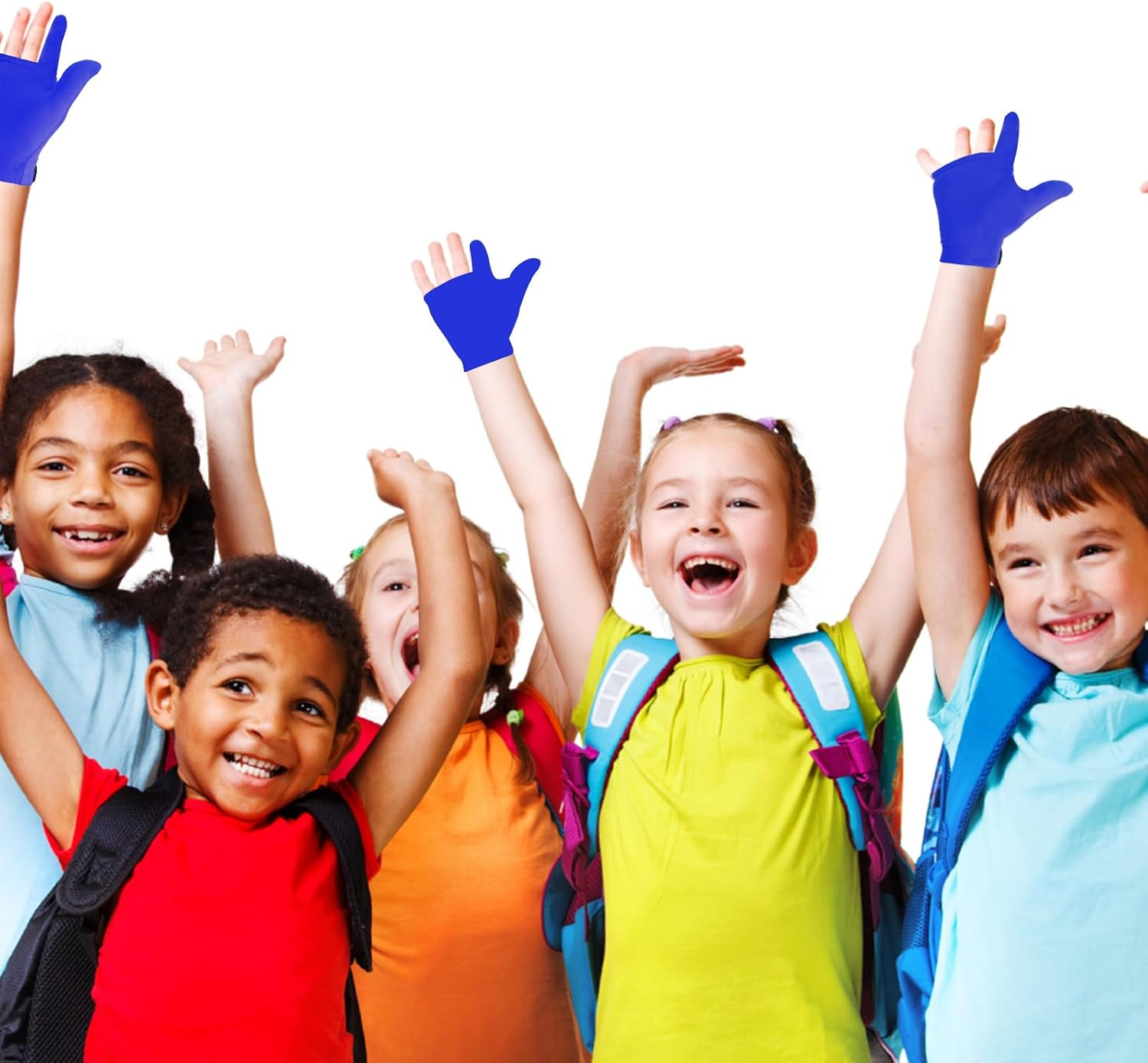 4 Pcs Thumb Sucking Guard Gloves for Kids Ages 5-10, Breathable Sensory Gloves to Stop Thumb Sucking & Nail Biting, Soft Cotton anti Suck Guard with Chewy Compression (Blue) image number 4