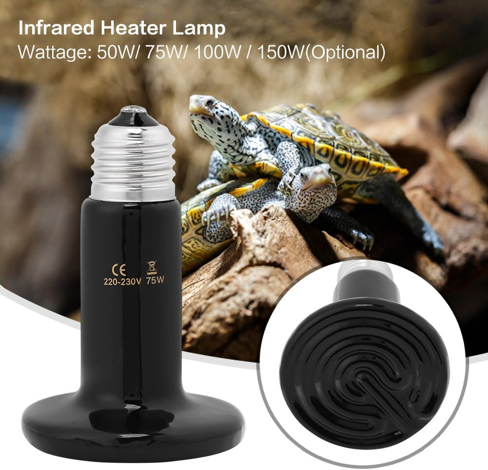 Reptile Heat Lamp Bulb Ceramic Infrared Heat Emitter 50W (75W)