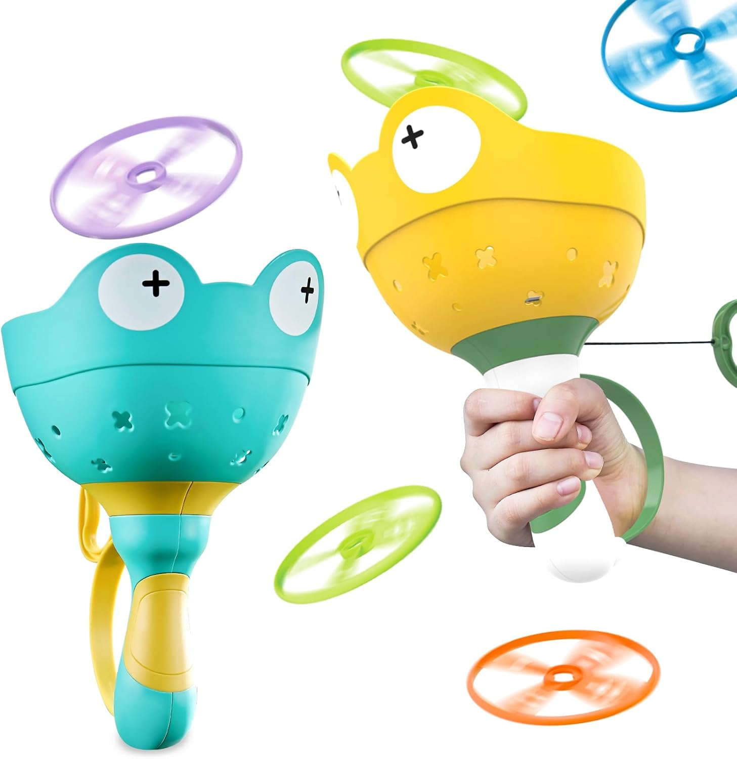 Kids Outdoor Toys for 3 4 5 6 7 8 Years Old Boys Girls, Flying Discs Launcher Toys Manual Capture Catching Games, outside Toy for Toddlers Age 3-5 6-8, Outdoor Play Equipment Summer Gifts