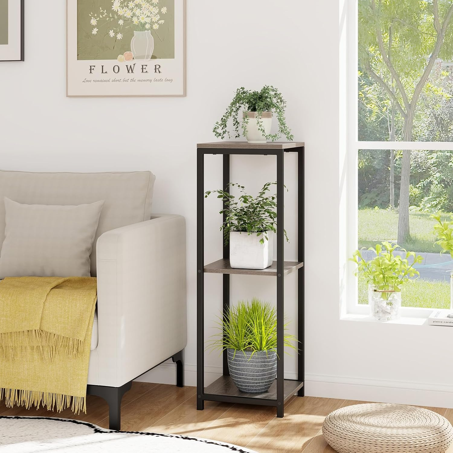 Costway 3 Tier Tall Metal Plant Stand, Corner Plant Holder with Metal Frame, Anti-Tipping Device, Freestanding Tiered Display Shelf, Square Flower Pot Organizer for Balcony, Living Room, Office image number 2