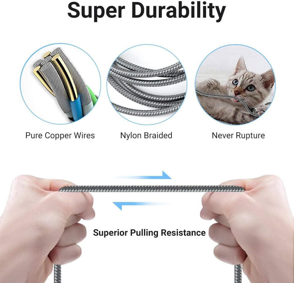 Iphone Charger Cable 2M, Apple Mfi Certified Lightning Cable Nylon Braided Iphone Cable USB a to Lightning Cable Fast Charging for Iphone 14 13 12 11 Pro Max XR XS Max X 10 8 7 6 SE, Ipad image number 3