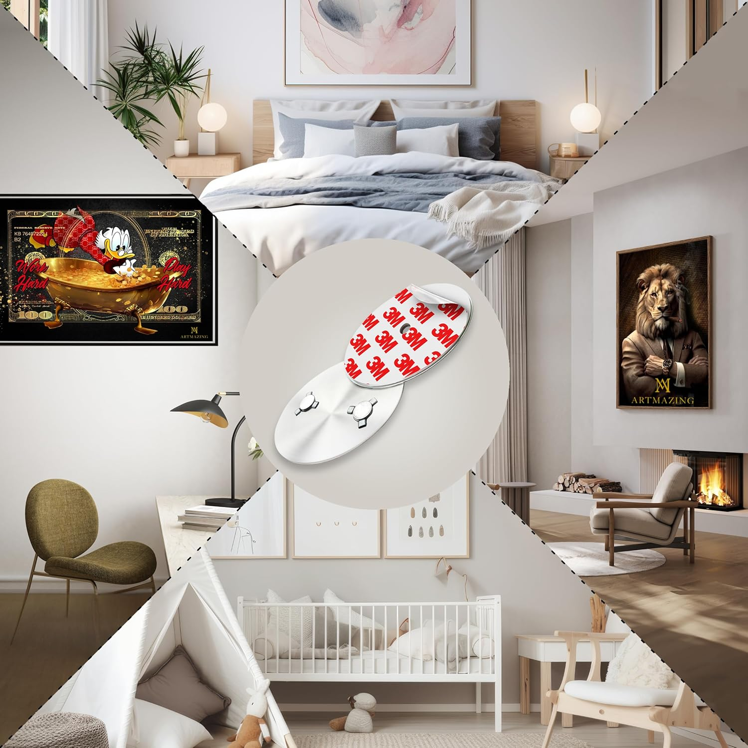 Smoke Detector Magnetic Holder Set of 8 with Extra Strong Adhesive Pads - No Drilling or Screws - Magnetic Holder Suitable for All Standard Smoke Detectors and Fire Alarms - Self-Adhesive Attachment image number 6